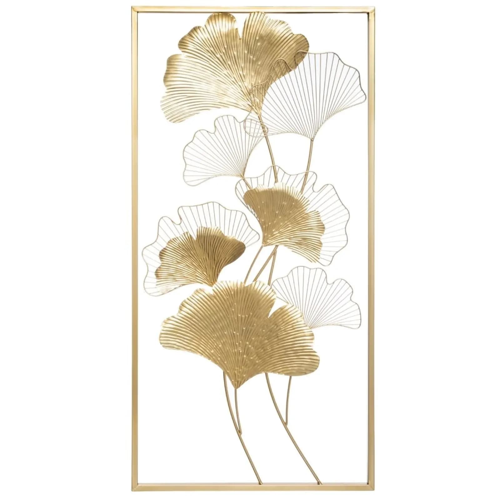 Decorazione da parete 100h cm in metallo oro fantasia foglie