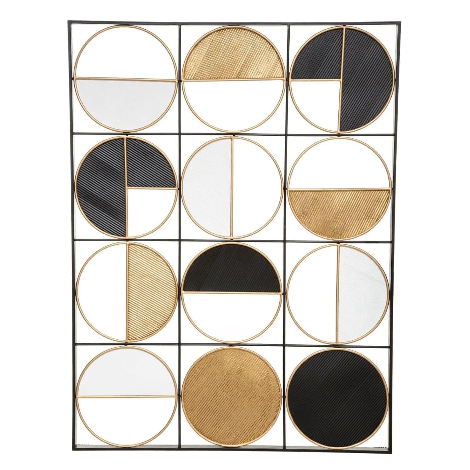 Decorazione da parete 102h cm in metallo oro con dettagli nero e bianco