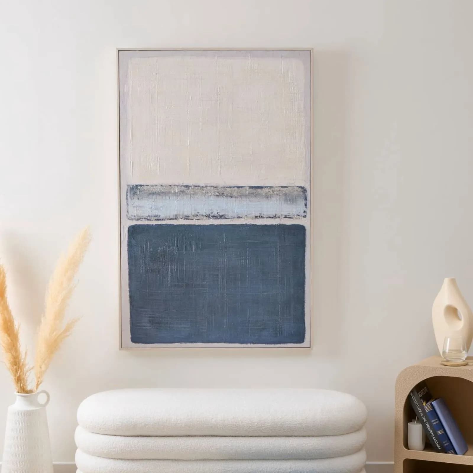 Decorazione da parete 116x75 cm bianco e blu con cornice