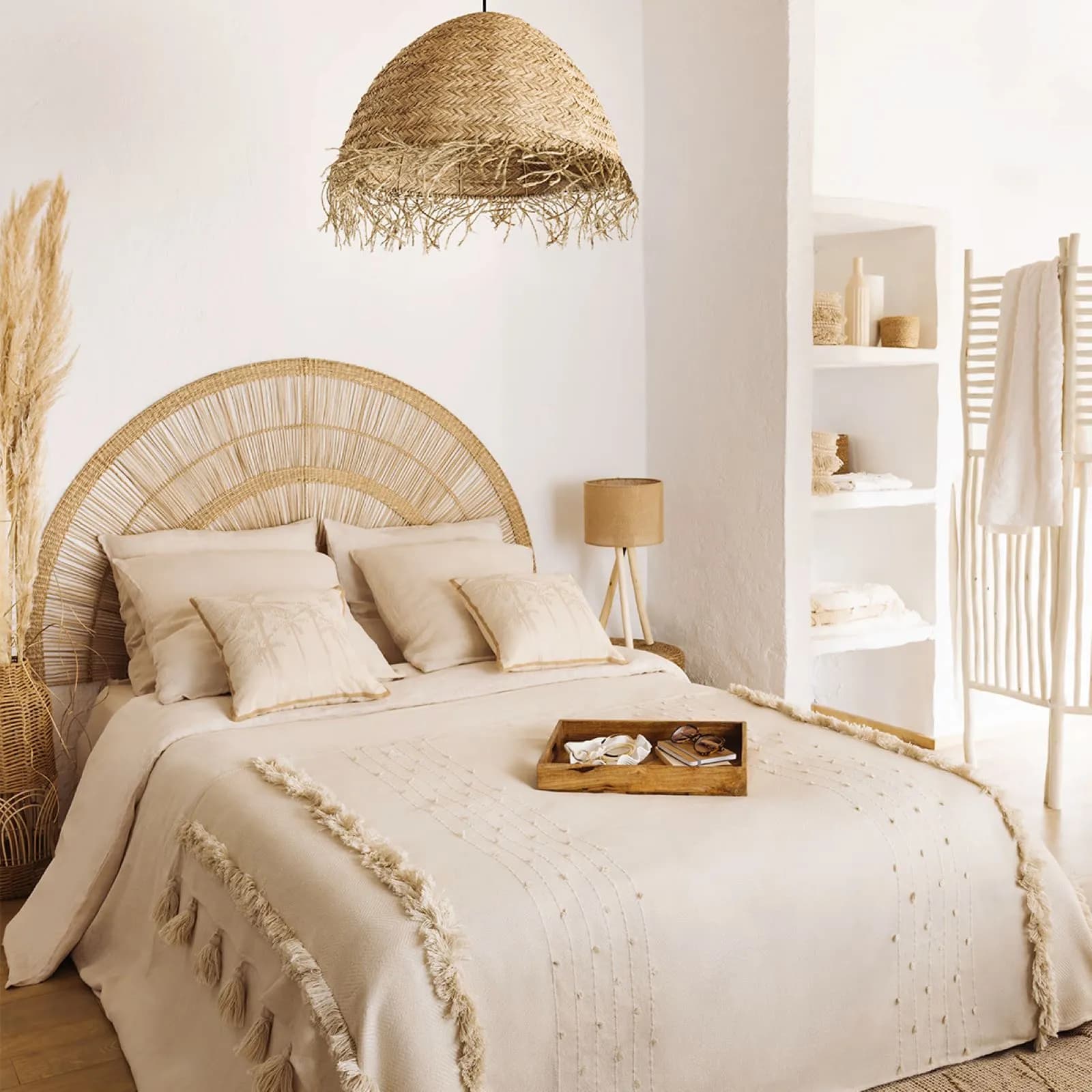 Decorazione da parete 160x90h cm in rattan naturale