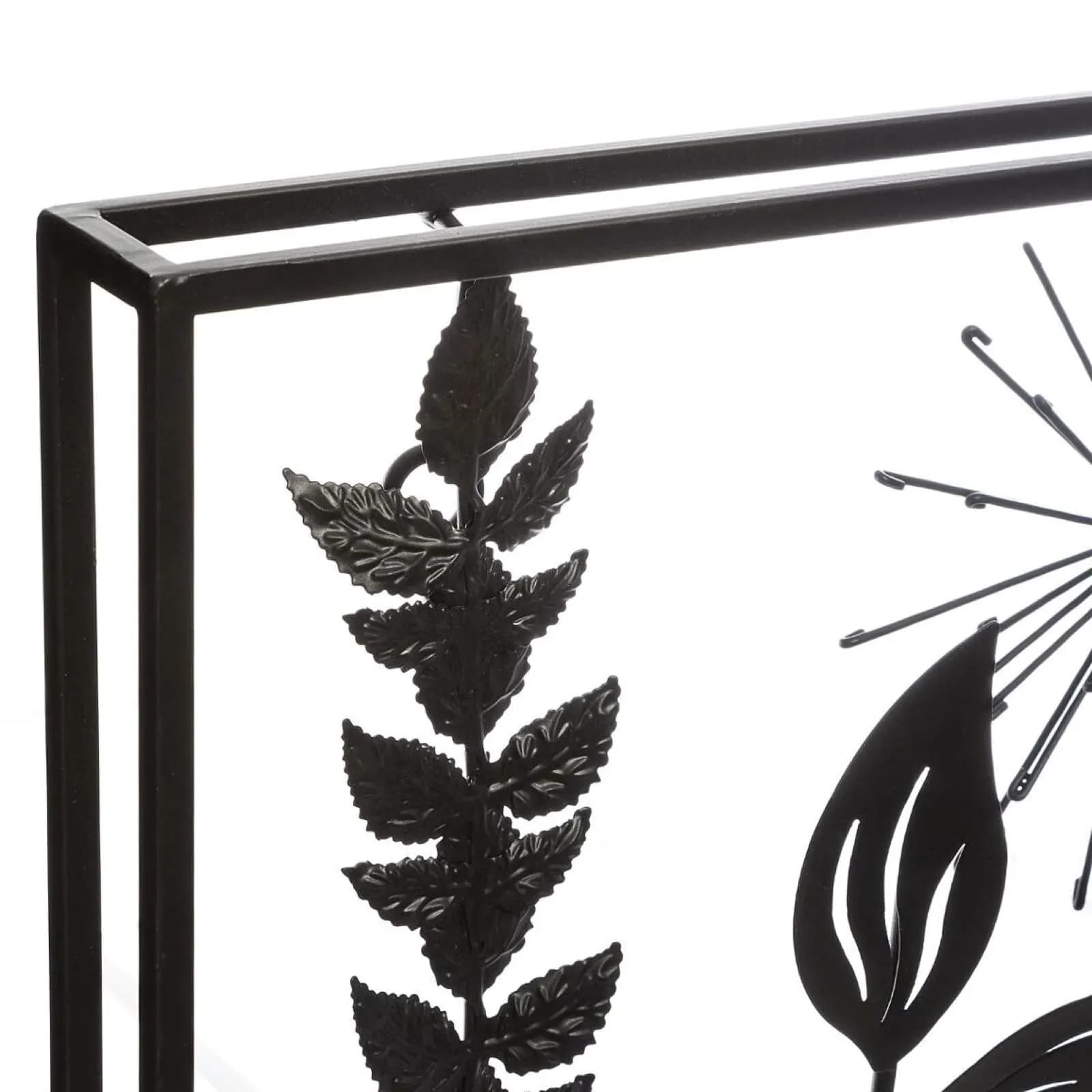Decorazione da parete 41h cm in metallo nero fantasia foglie