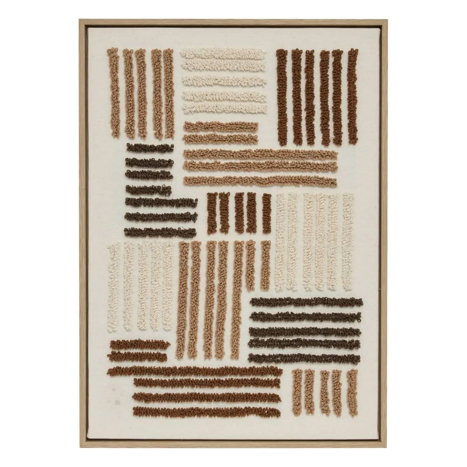 Decorazione da parete 50x70h cm tessuto beige e decorazioni bouclé cacao
