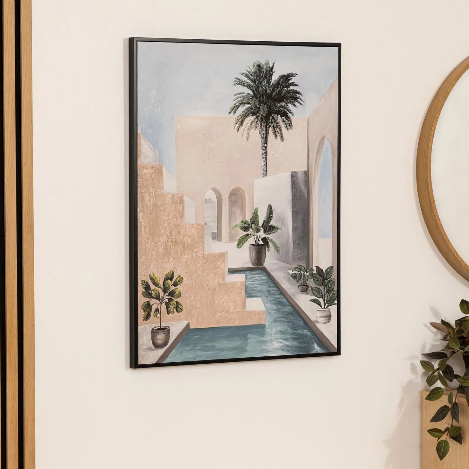 Decorazione da parete 58x78h cm in tessuto multicolore con cornice nero