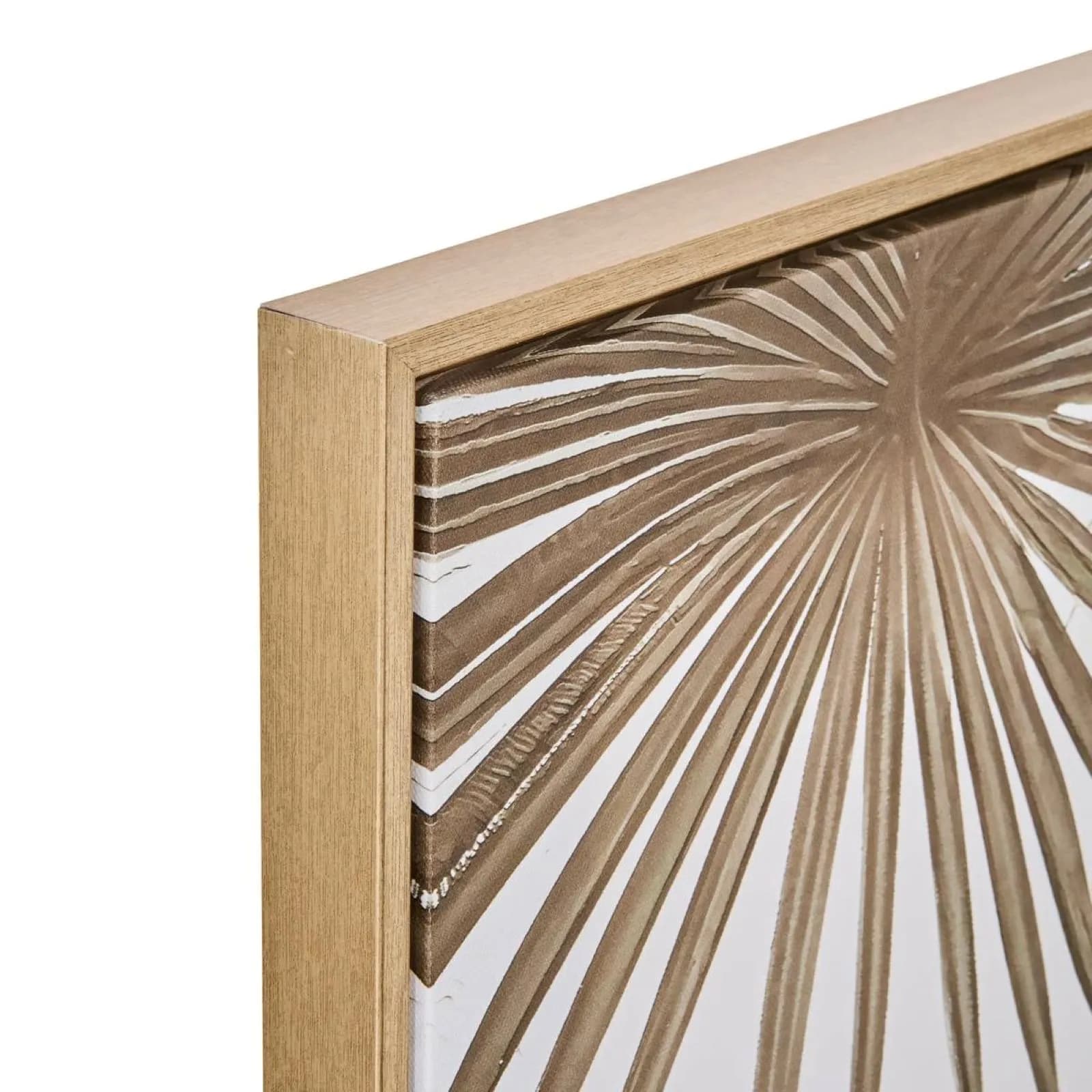 Decorazione da parete 60x80h cm tela beige e oro con cornice in legno