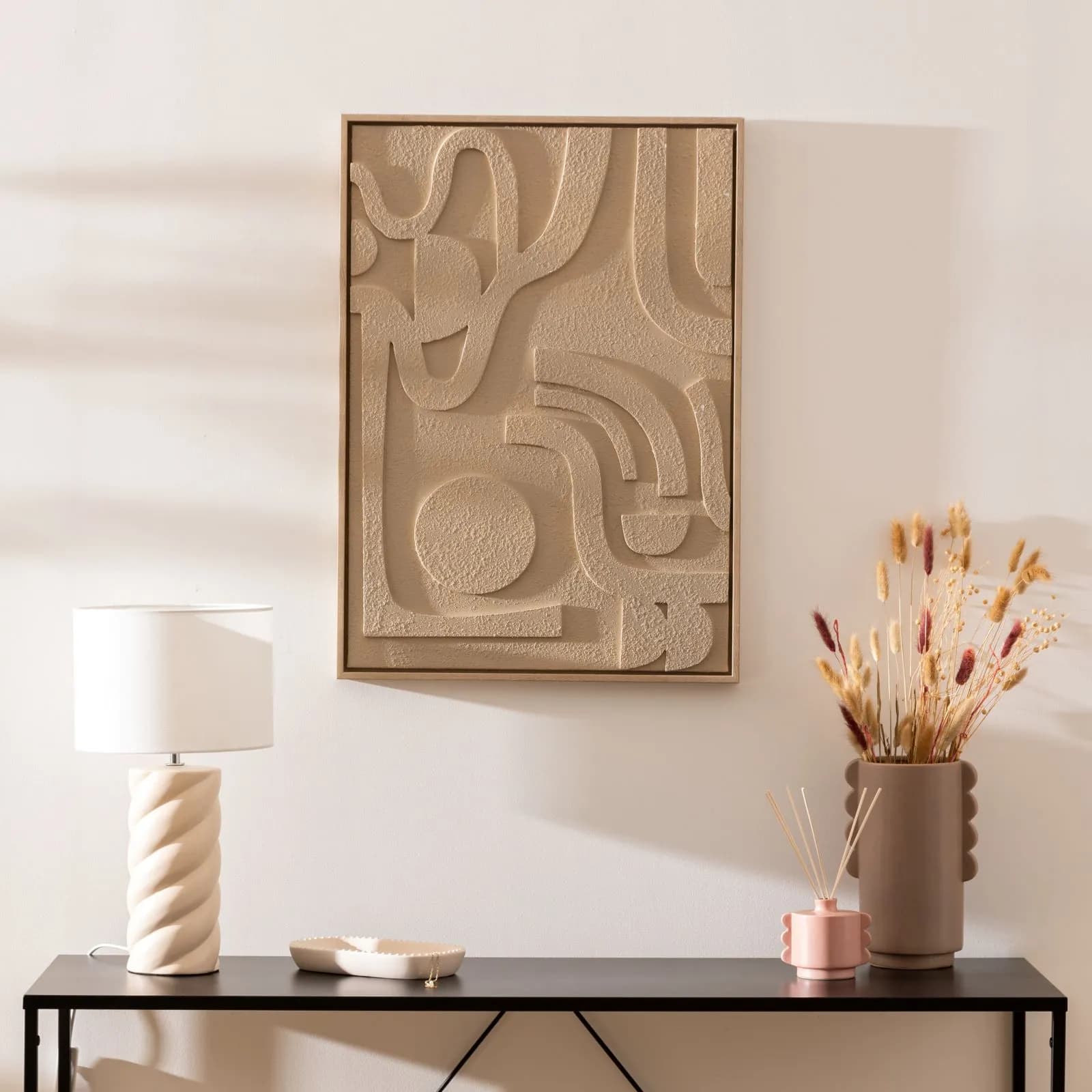 Decorazione da parete 70h cm in rilievo effetto pietra beige