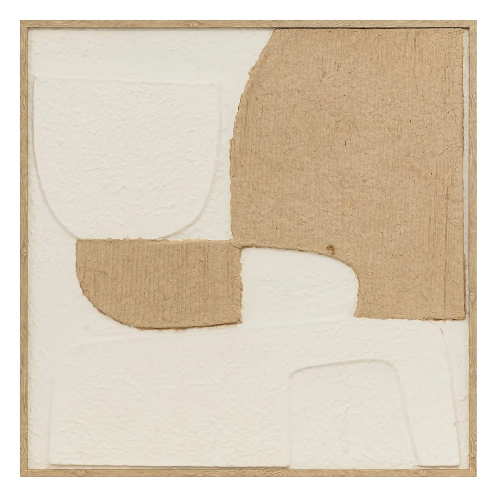 Decorazione da parete 70x70 cm in rilievo beige con cornice legno