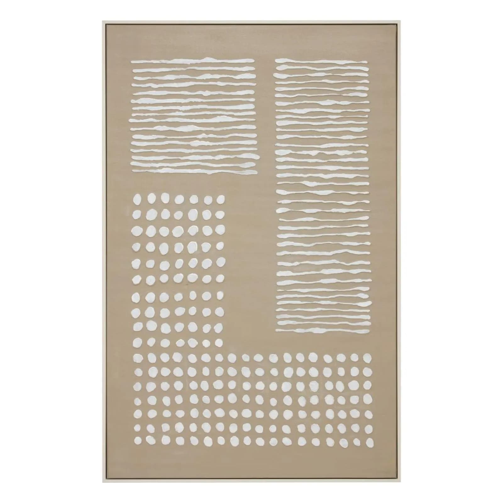 Decorazione da parete 75x116 cm reversibile tela dipinta beige e bianco