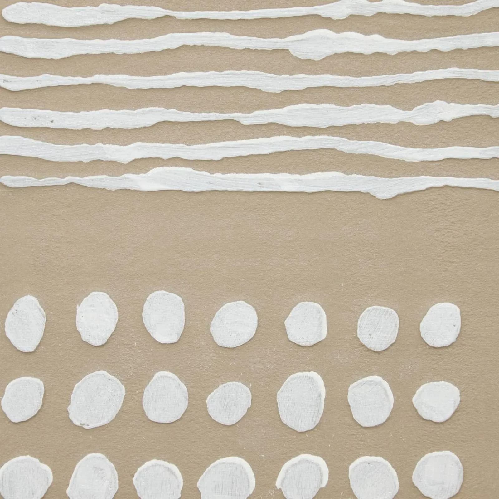 Decorazione da parete 75x116 cm reversibile tela dipinta beige e bianco