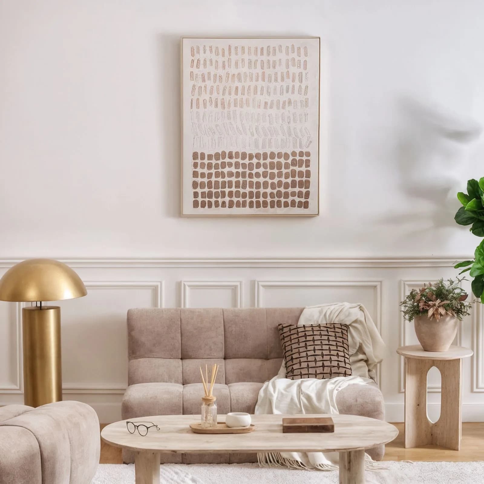 Decorazione da parete 78x100h cm bianco e marrone