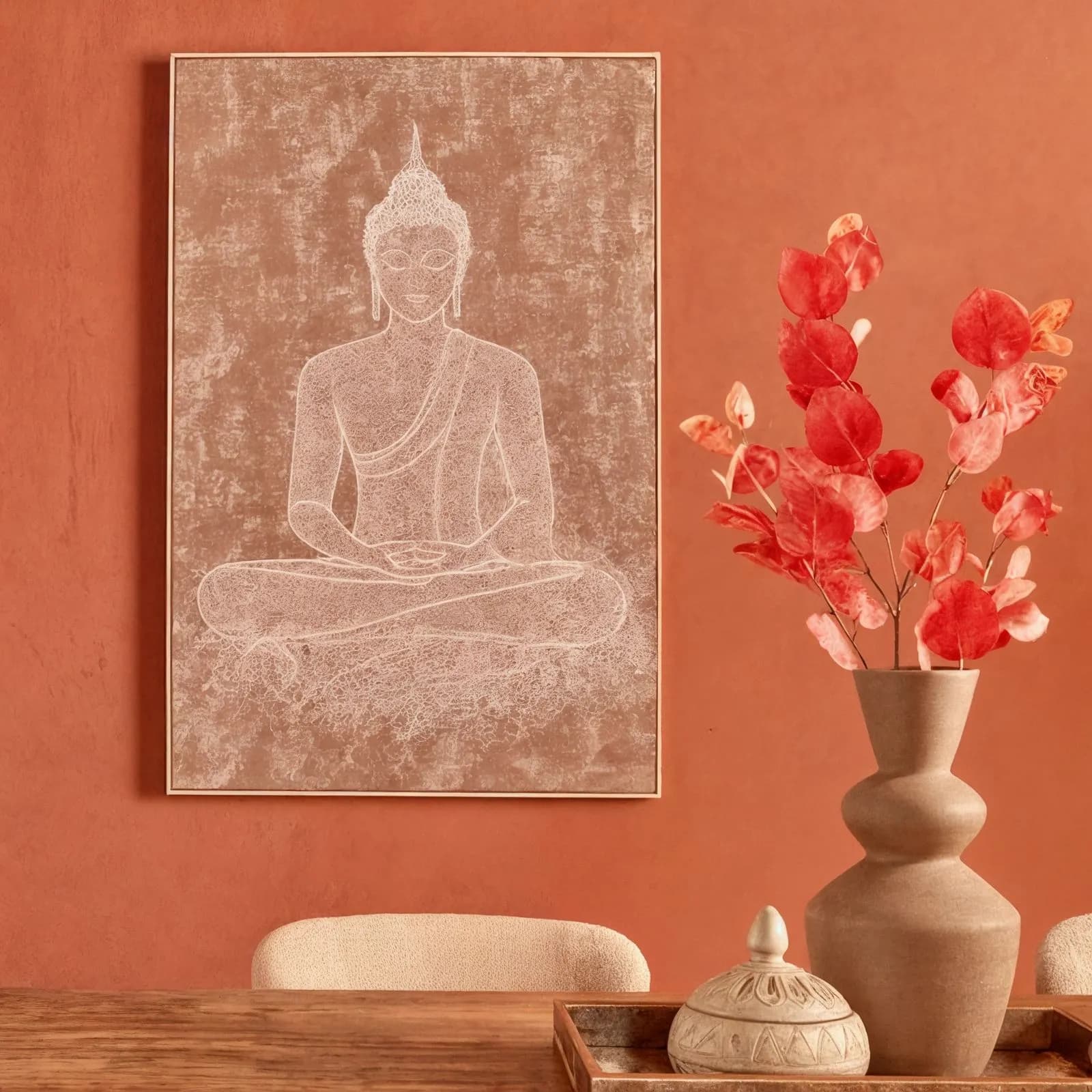 Decorazione da parete 78x118h cm tela ricamata con buddha