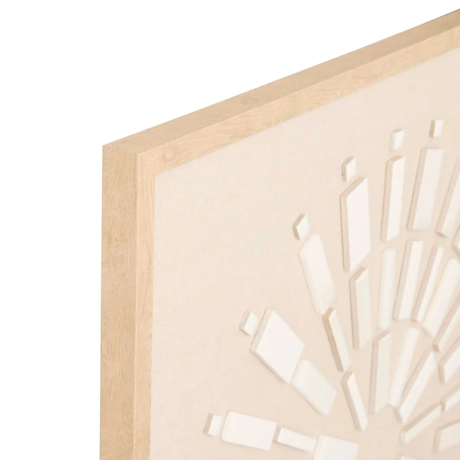Decorazione da parete 78x78 cm rilievo in ceramica e lino con cornice in legno