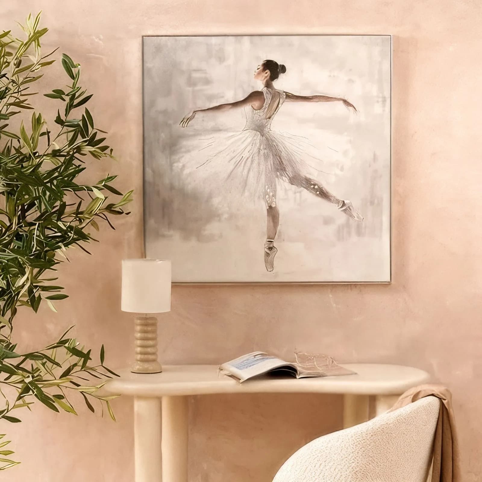 Decorazione da parete 78x78h cm ballerina bianco cornice cromo