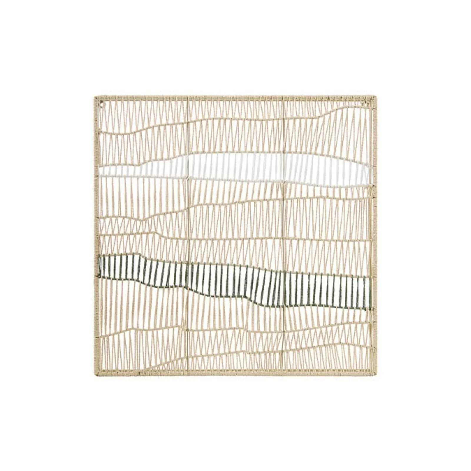 Decorazione da parete 80x80h cm in corda intrecciata beige e verde