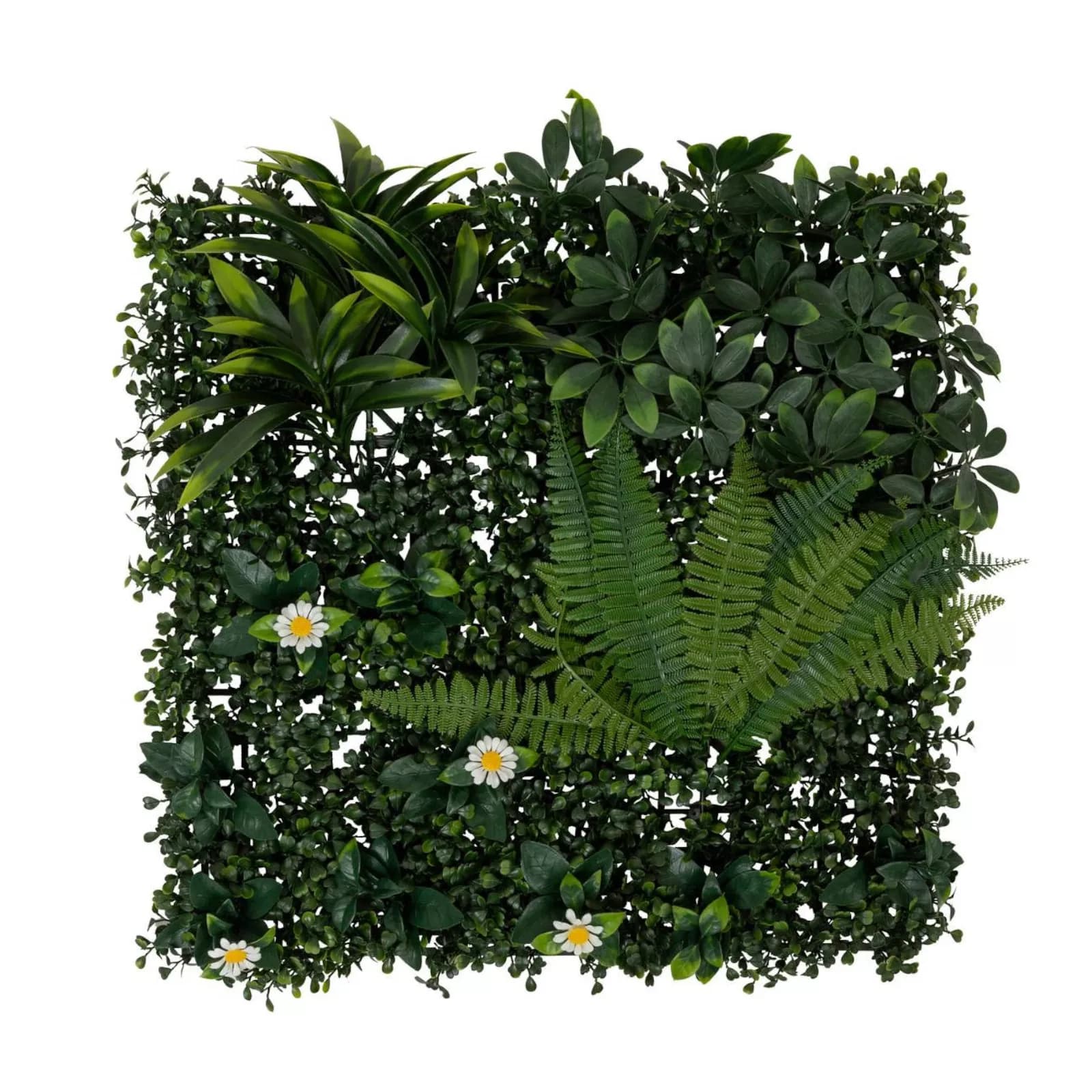 Decorazione da parete per esterno 50x50 cm piante artificiali con margherite - Planty