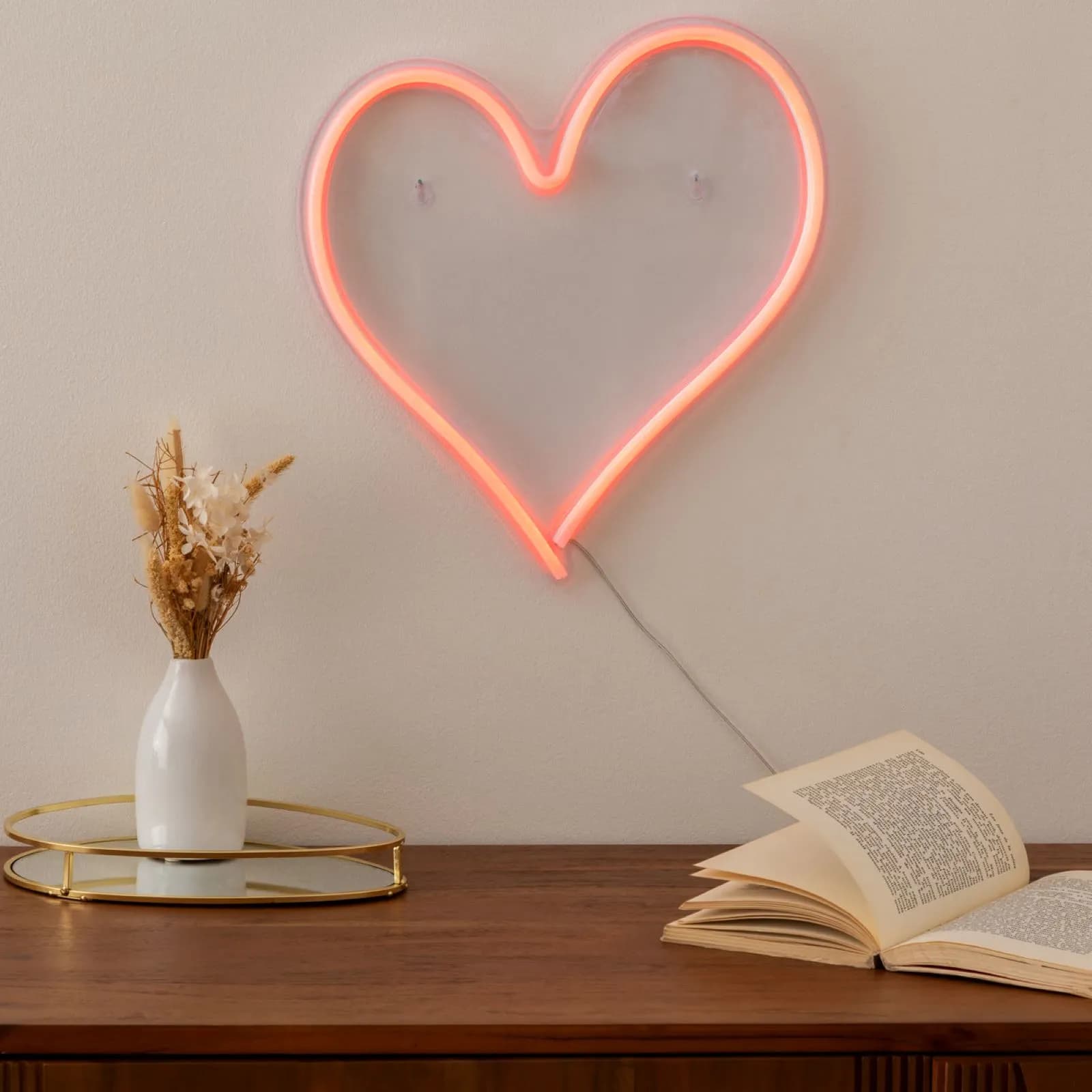 Disegno da parete Cuore 32x34h cm con led rosso