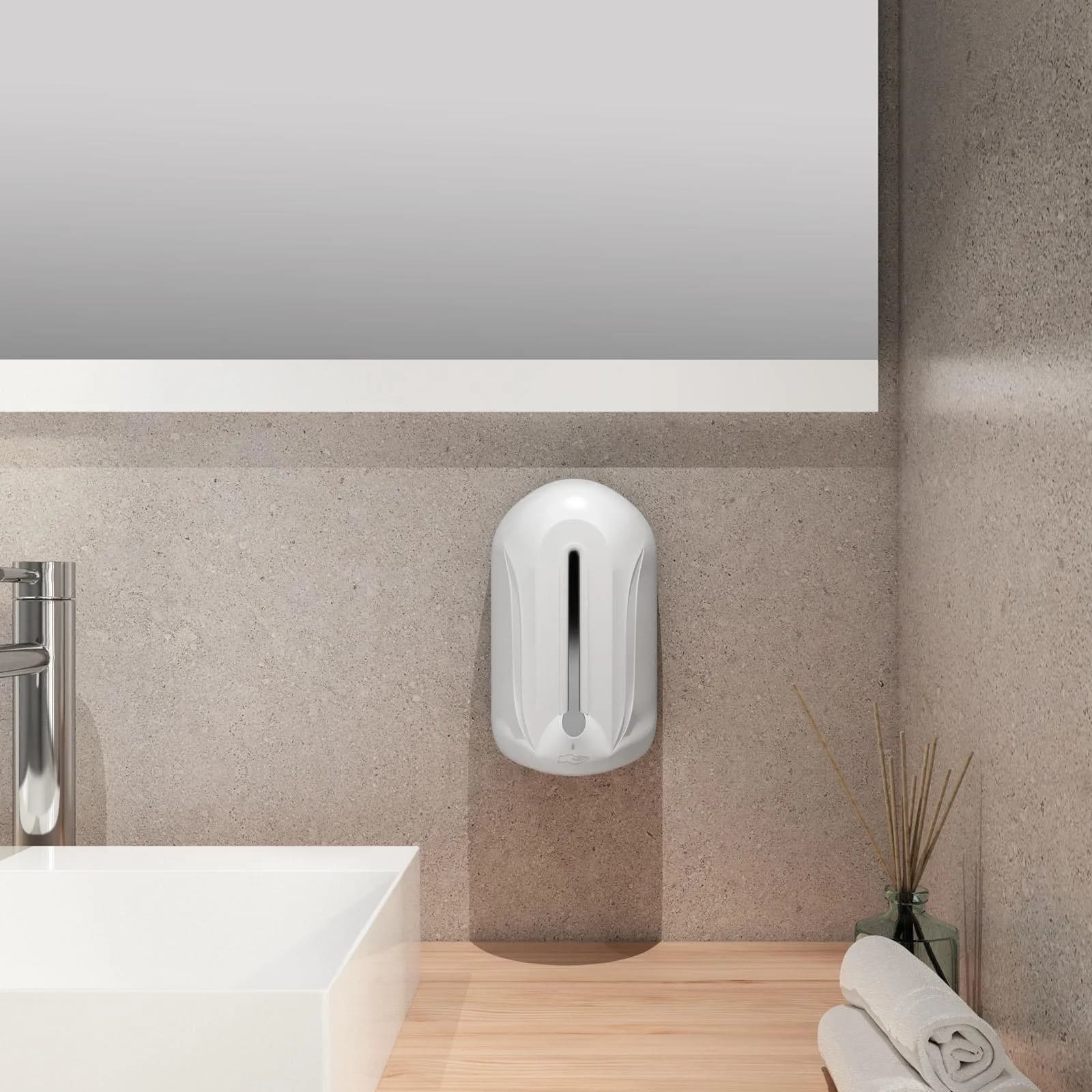 Dispenser automatico per spray igienizzante da 1100 ml da parete bianco