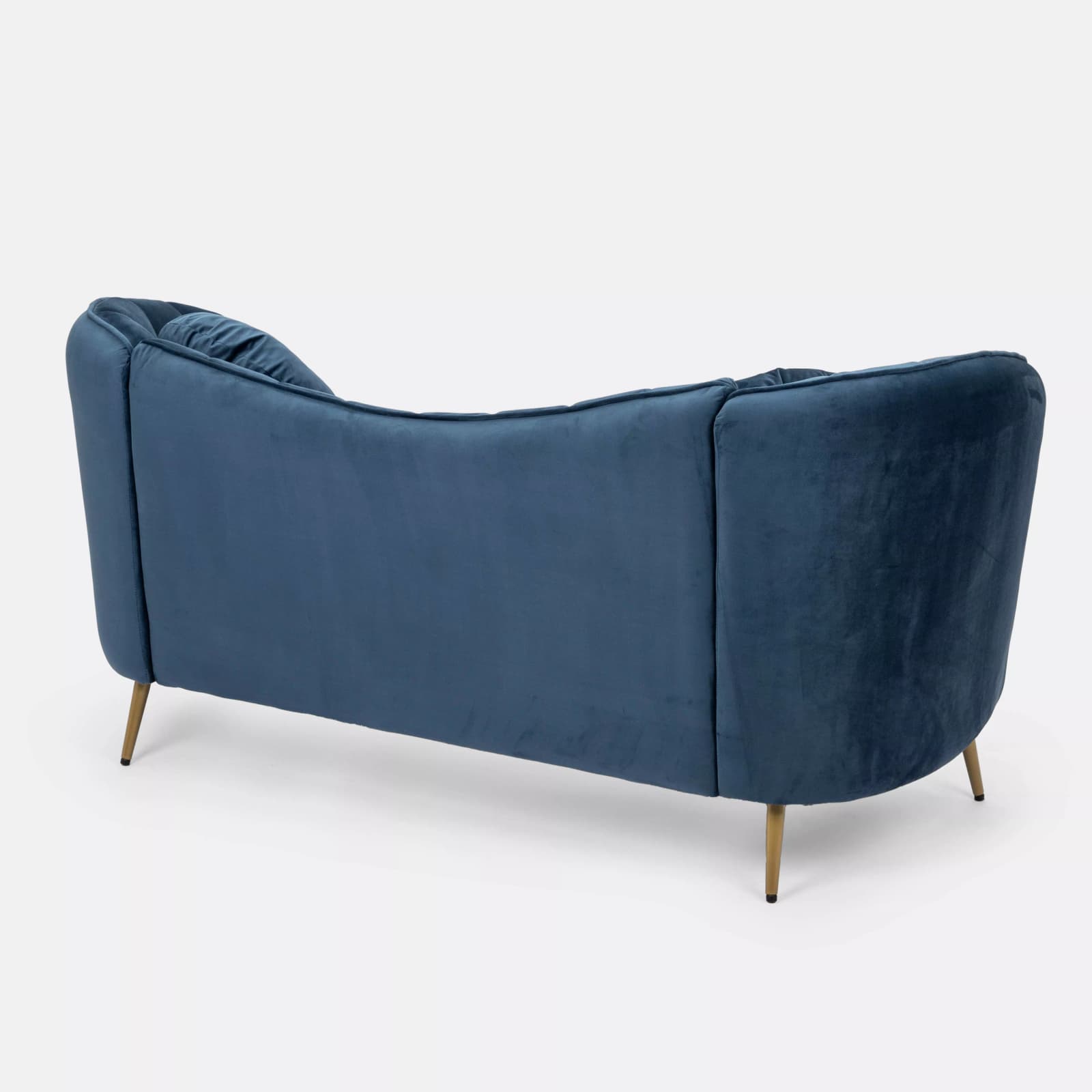 Divano 2 posti in velluto blu scuro con gambe champagne - Reef