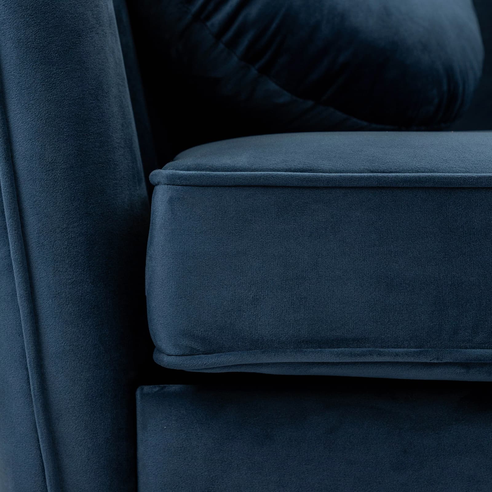 Divano 2 posti in velluto blu scuro con gambe champagne - Reef