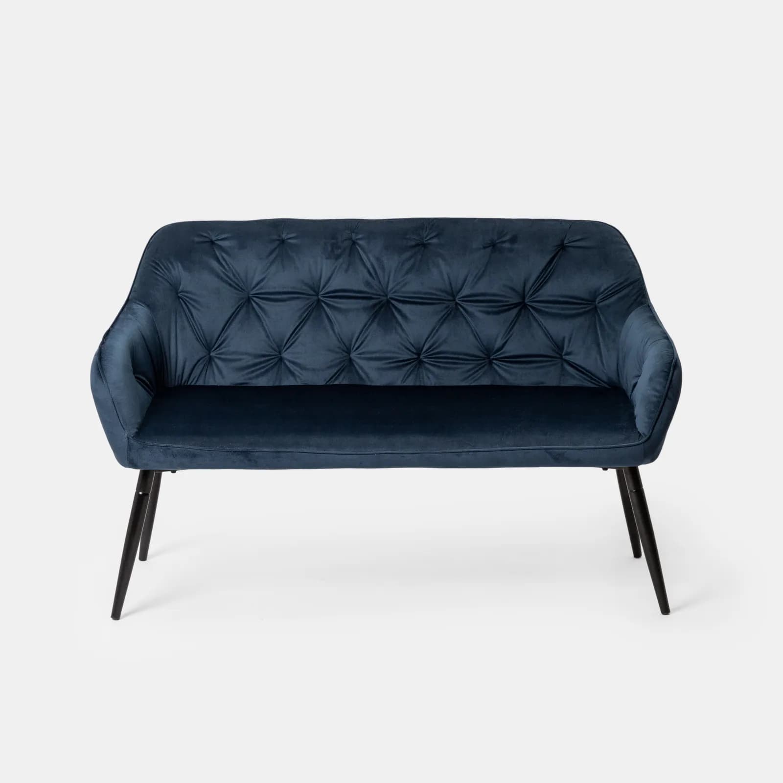 Divano 2 posti in velluto trapuntato blu con gambe in metallo nero - Sulis