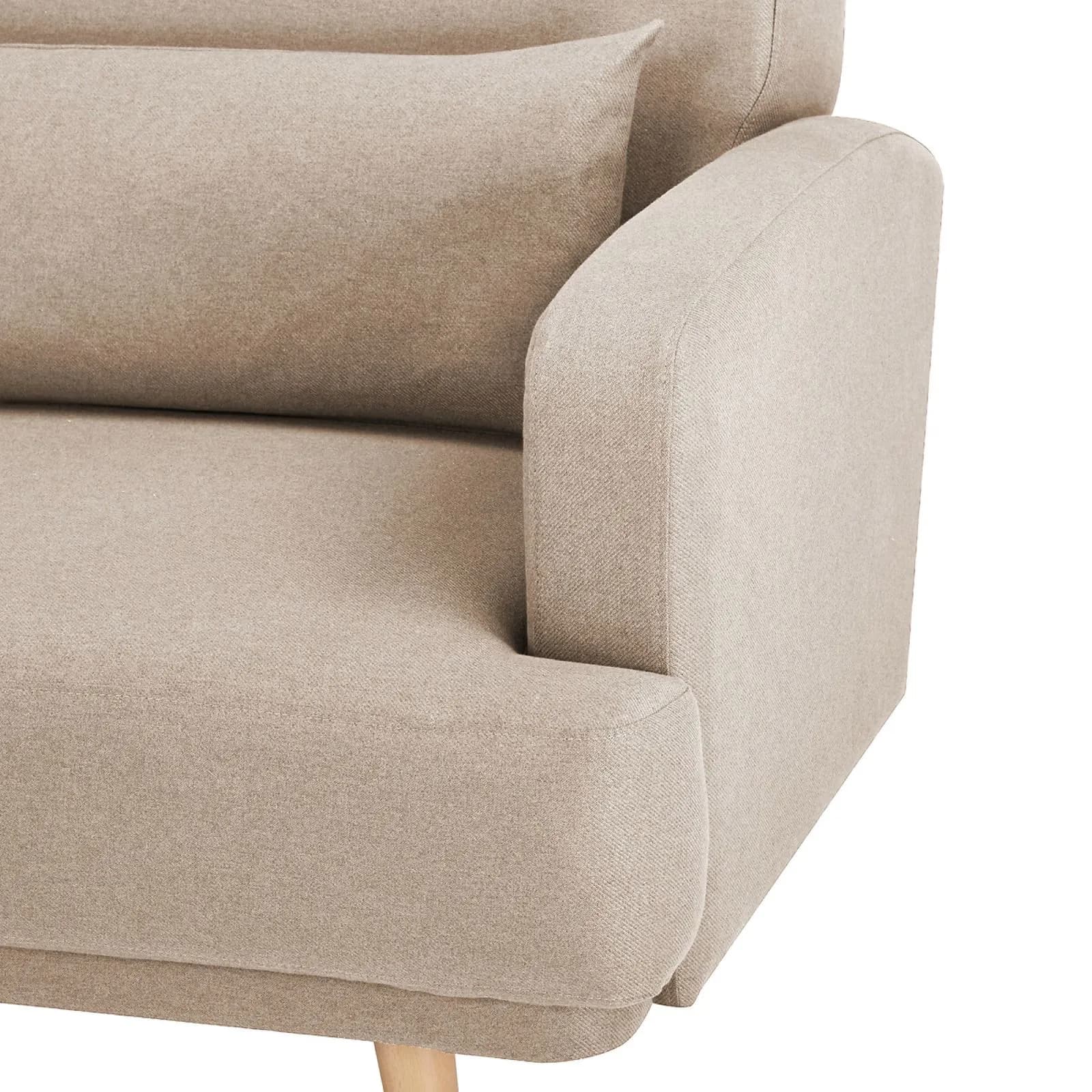 Divano letto 3 posti in tessuto beige con cuscini decorativi - Neill