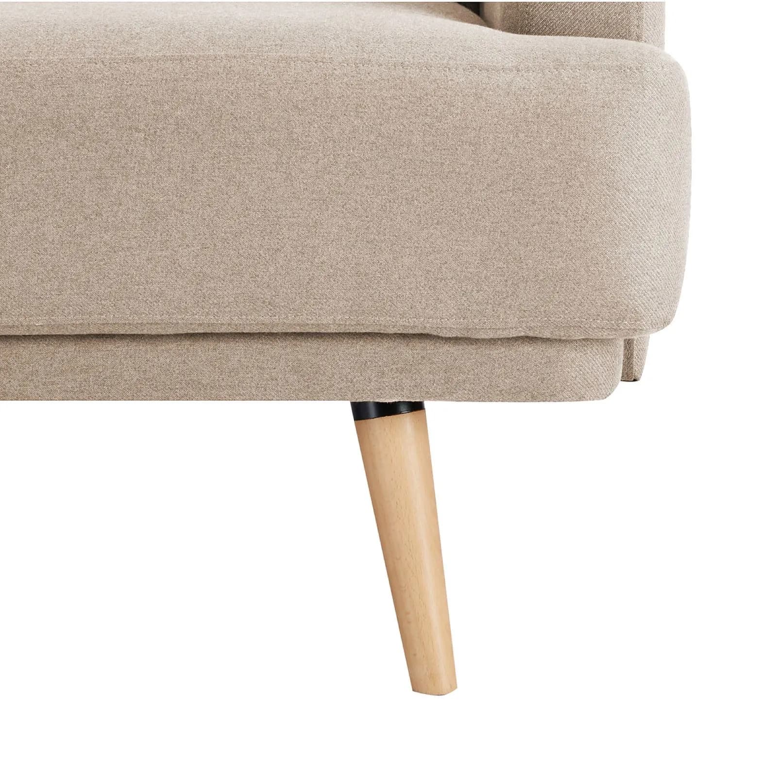 Divano letto 3 posti in tessuto beige con cuscini decorativi - Neill