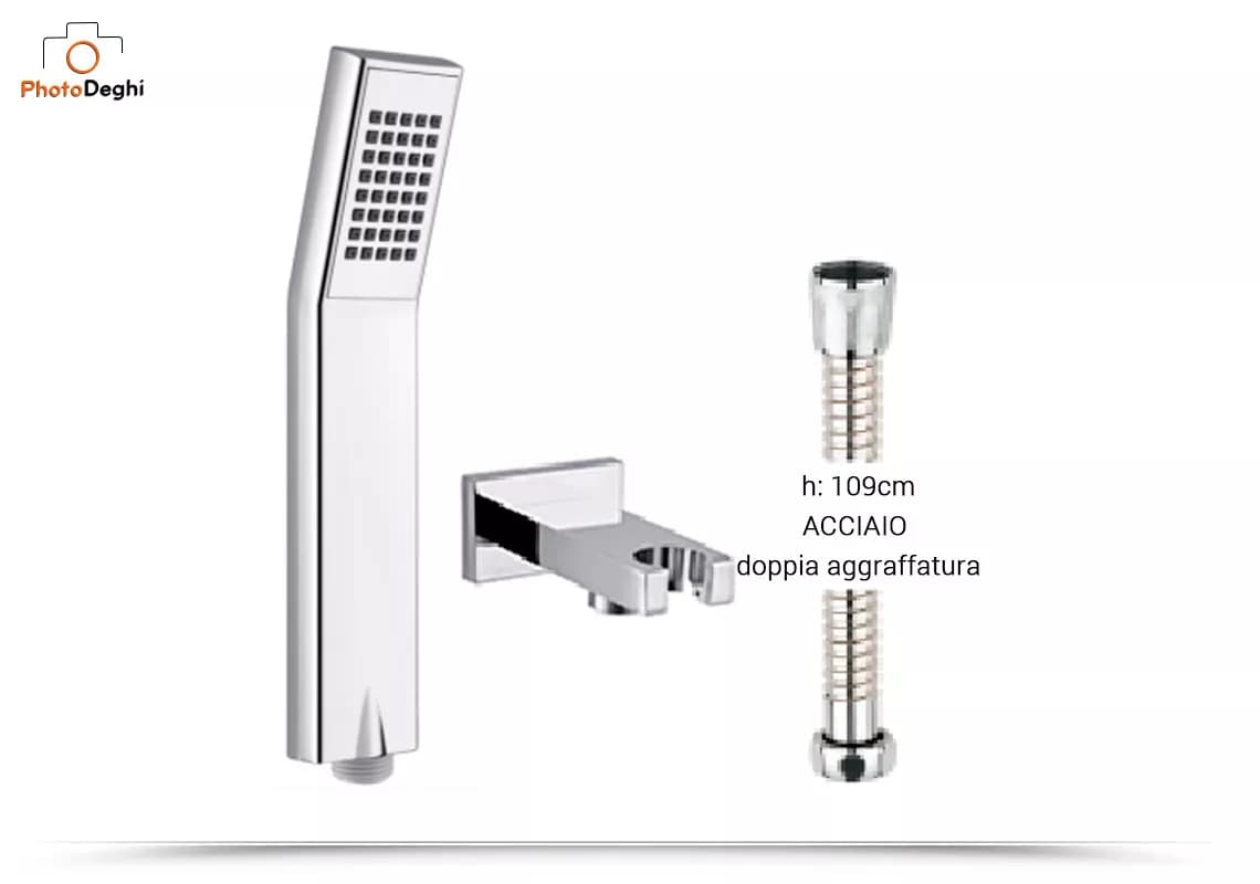 Set doccetta cromato con flessibile 150 cm e presa acqua a muro