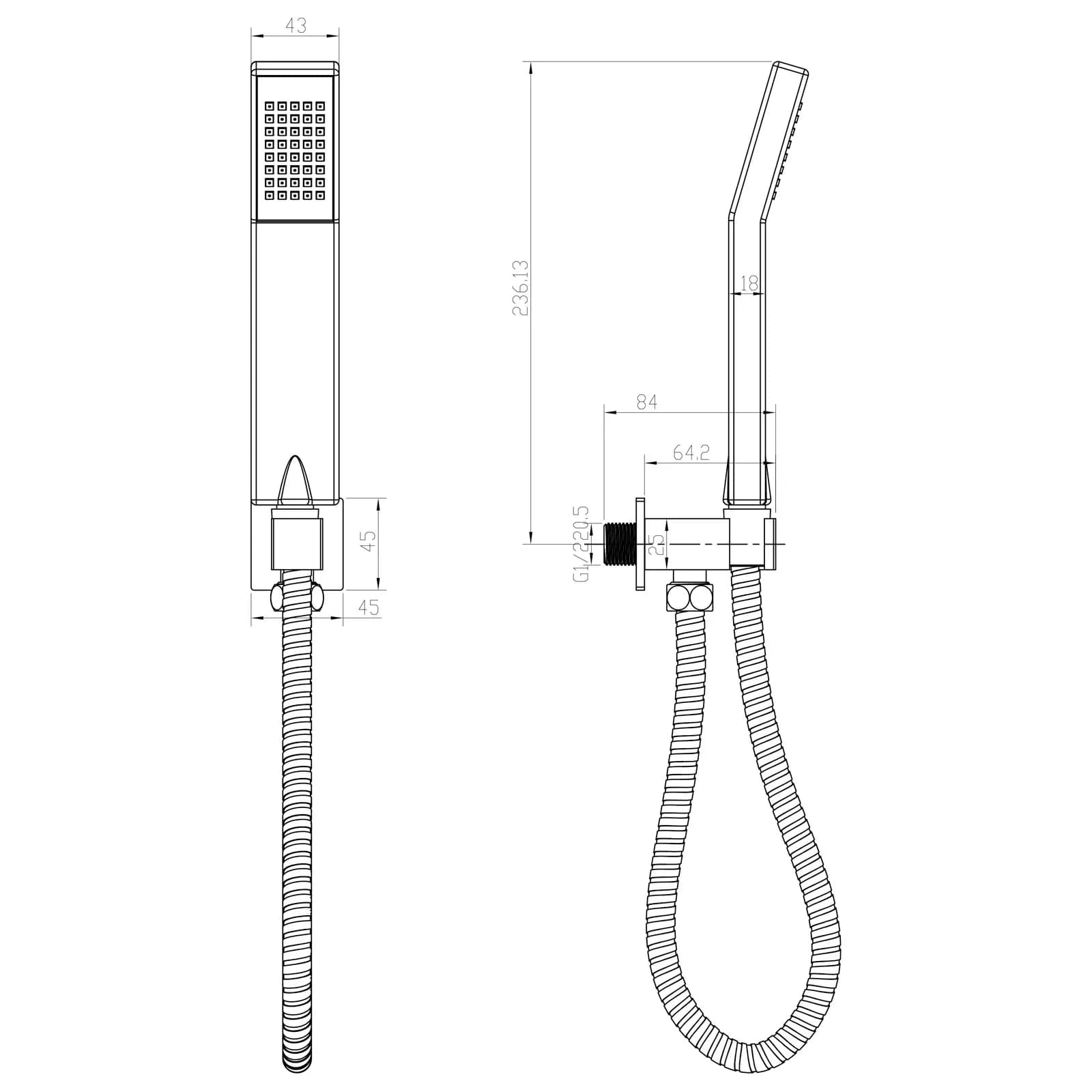 Set doccetta cromato con flessibile 150 cm e presa acqua a muro