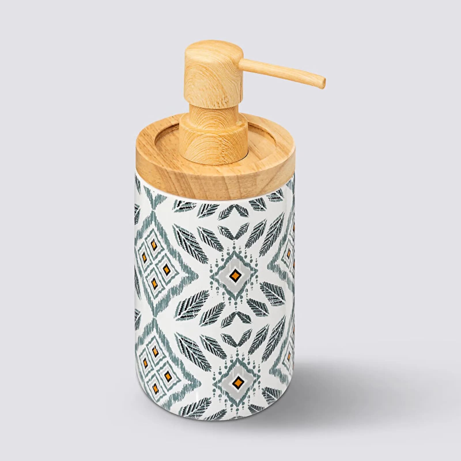 Dosasapone d'appoggio in ceramica bianco e celeste con coperchio in legno - Carol