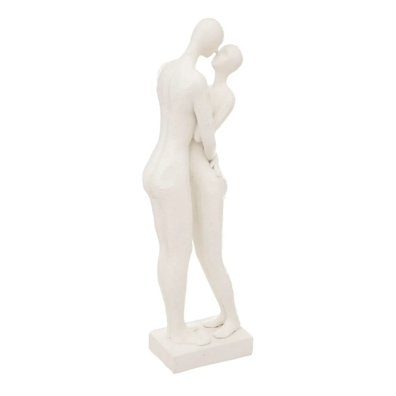 Figura decorativa 33h cm a forma di coppia in pietra artificiale bianco