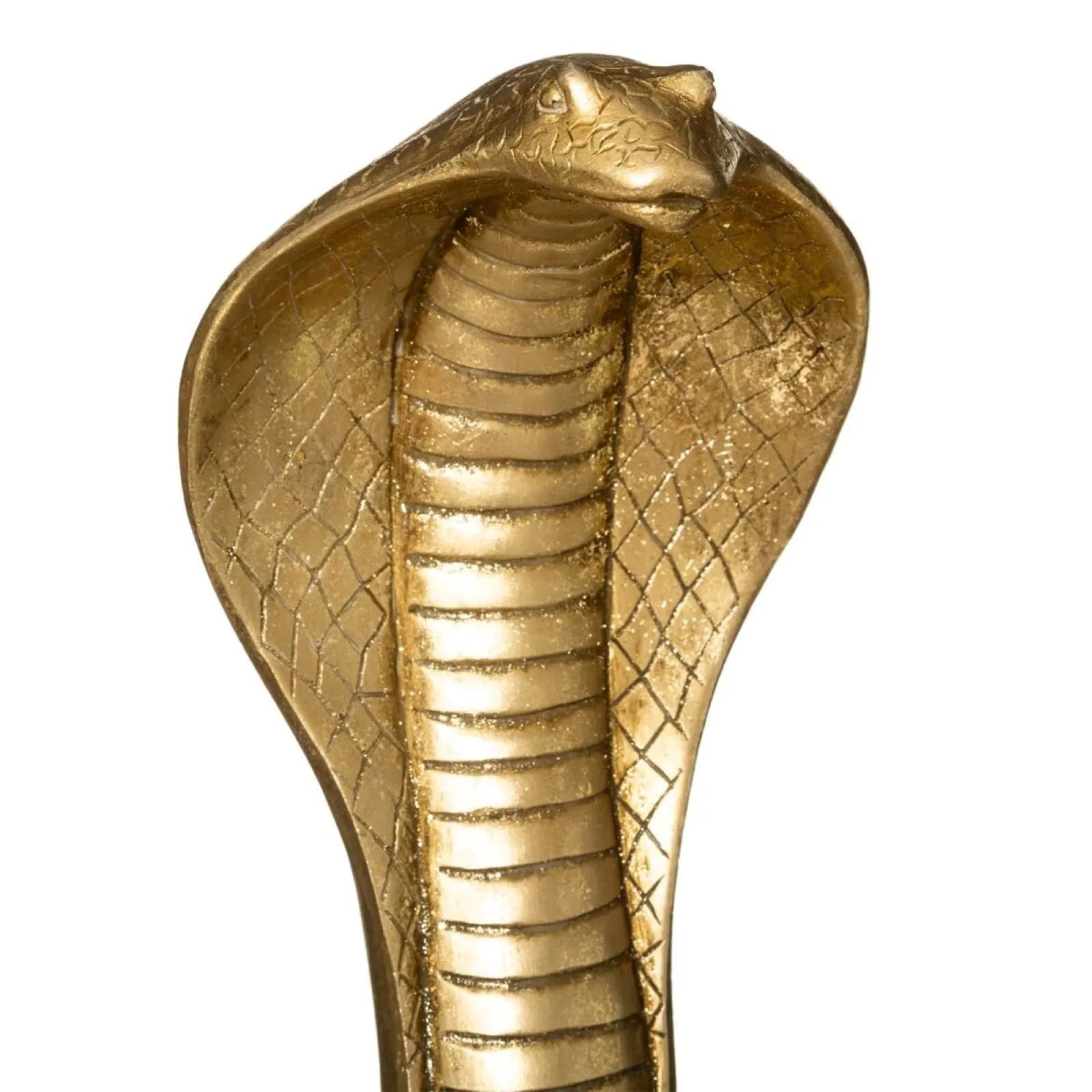 Figura decorativa 37h cm a forma di serpente in pietra artificiale oro