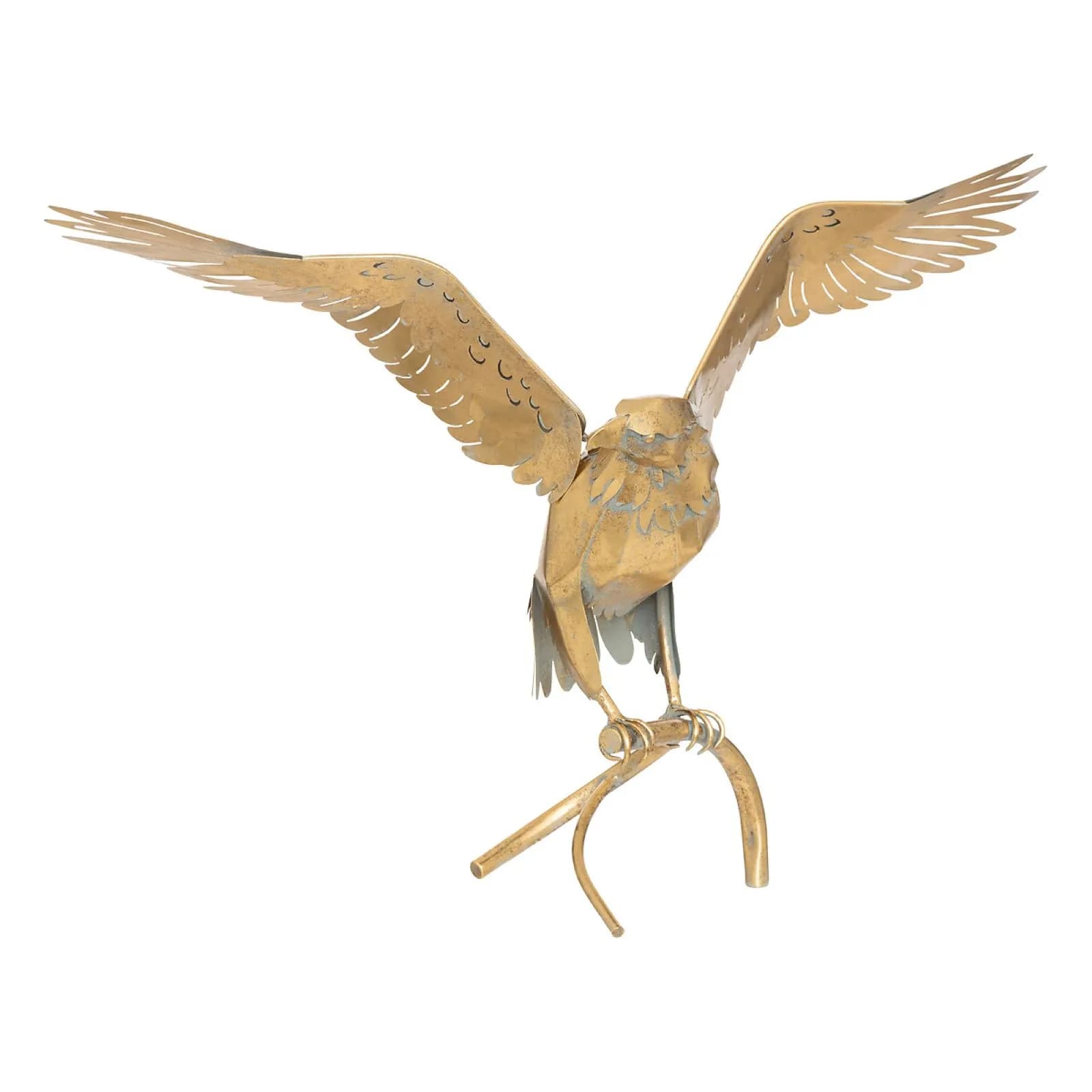 Figura decorativa 85h cm acquila in acciaio oro