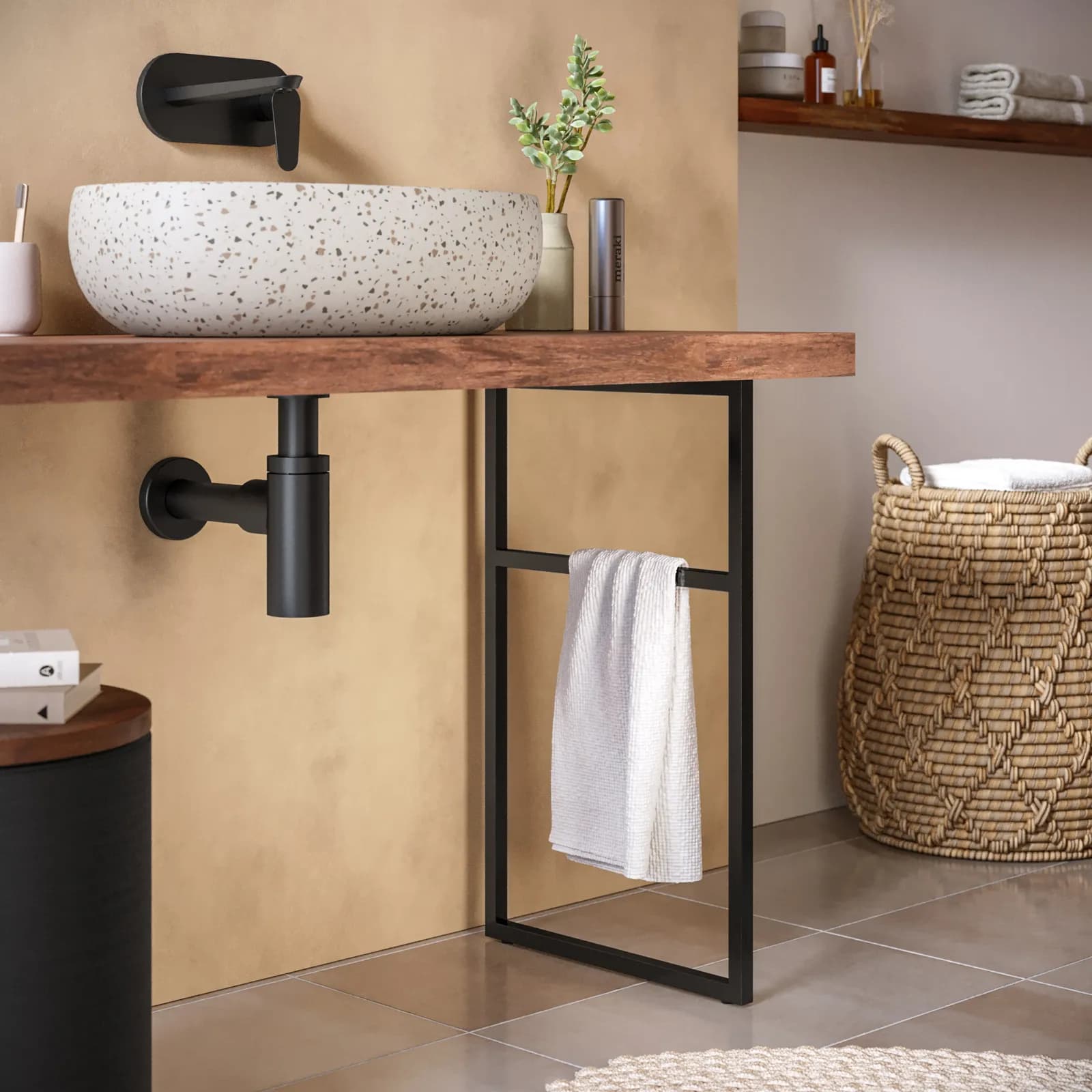 Gamba 70 h cm con porta asciugamano per top scatolato