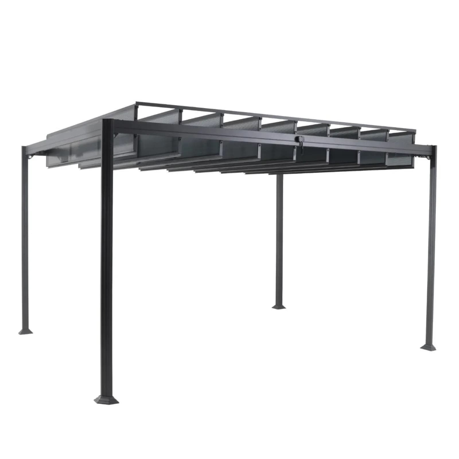 Gazebo con tetto a lamelle regolabili 3,8x3 m in alluminio antracite - Shine