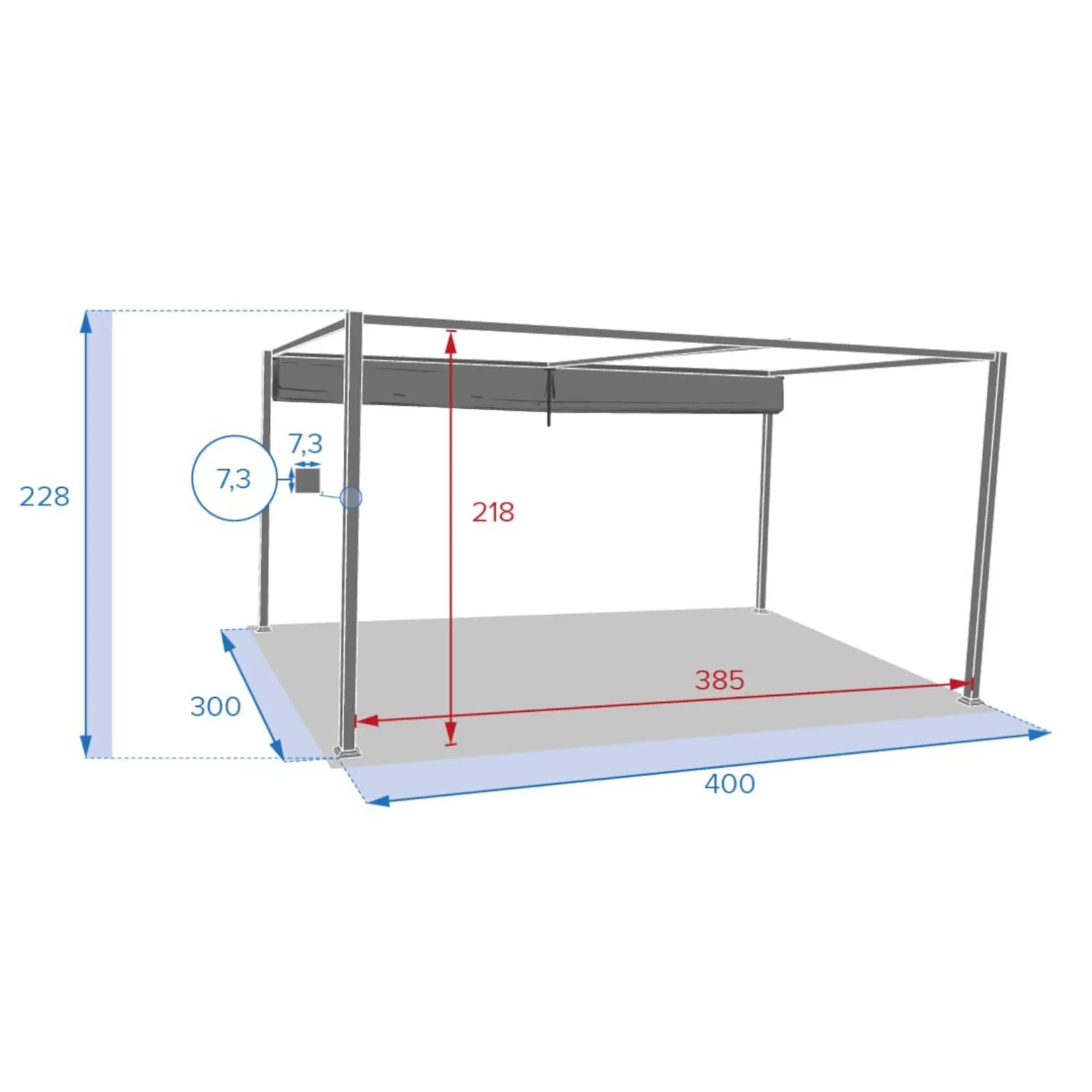 Gazebo 3x4 m in alluminio con telo in poliestere grigio - Cefalù