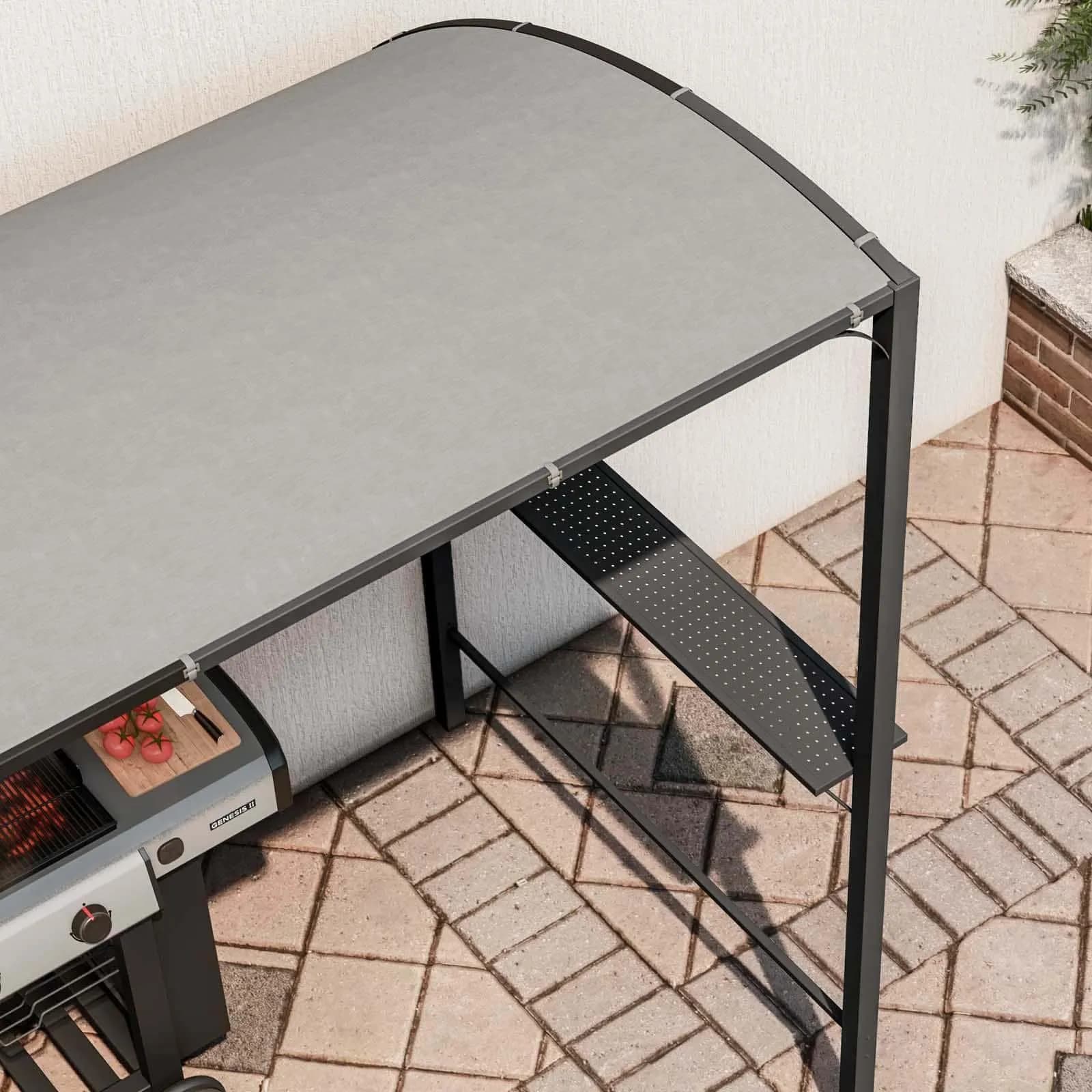 Gazebo pergola per barbecue in acciaio nero con copertura ignifuga - Joy