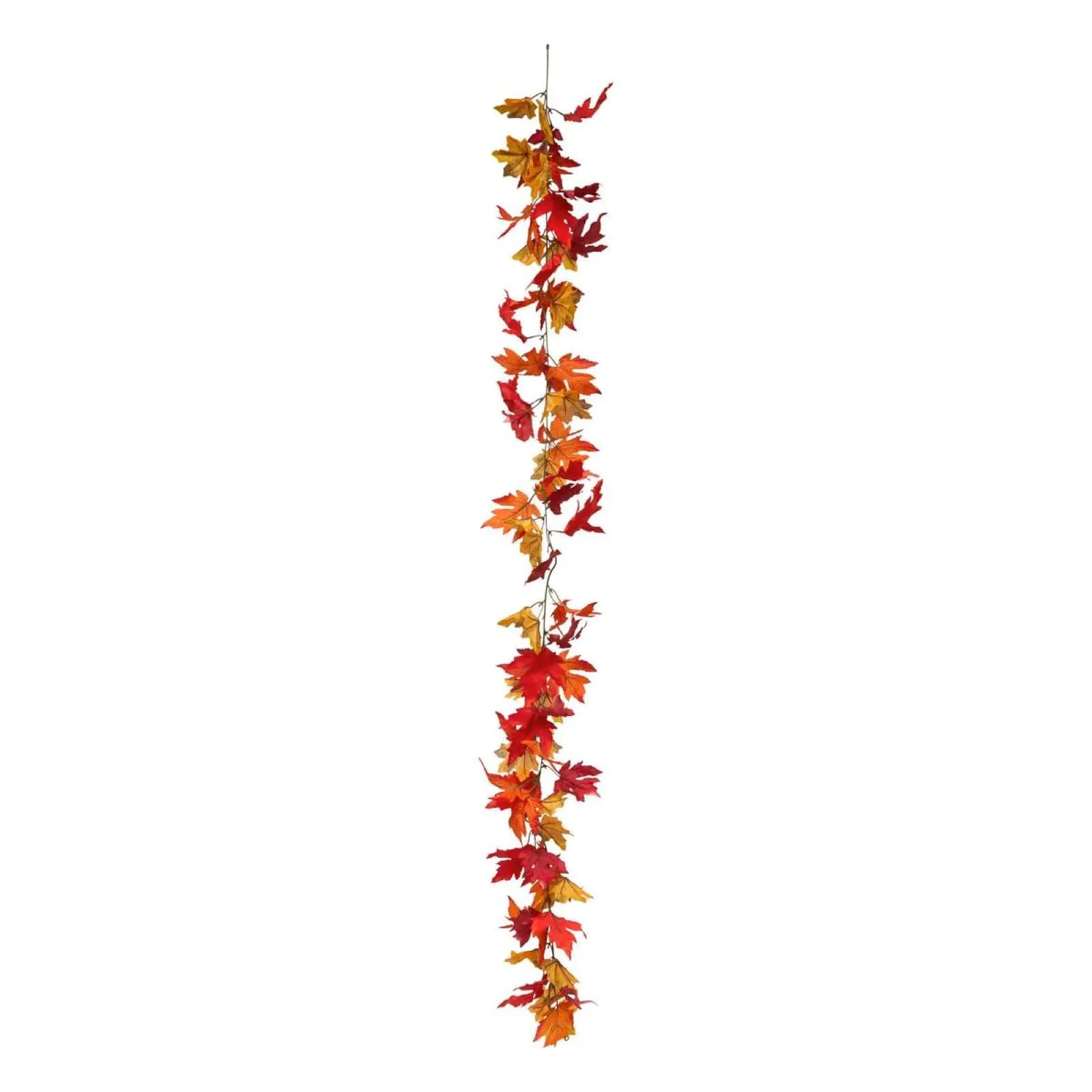 Ghirlanda di foglie autunnale 180 cm arancione