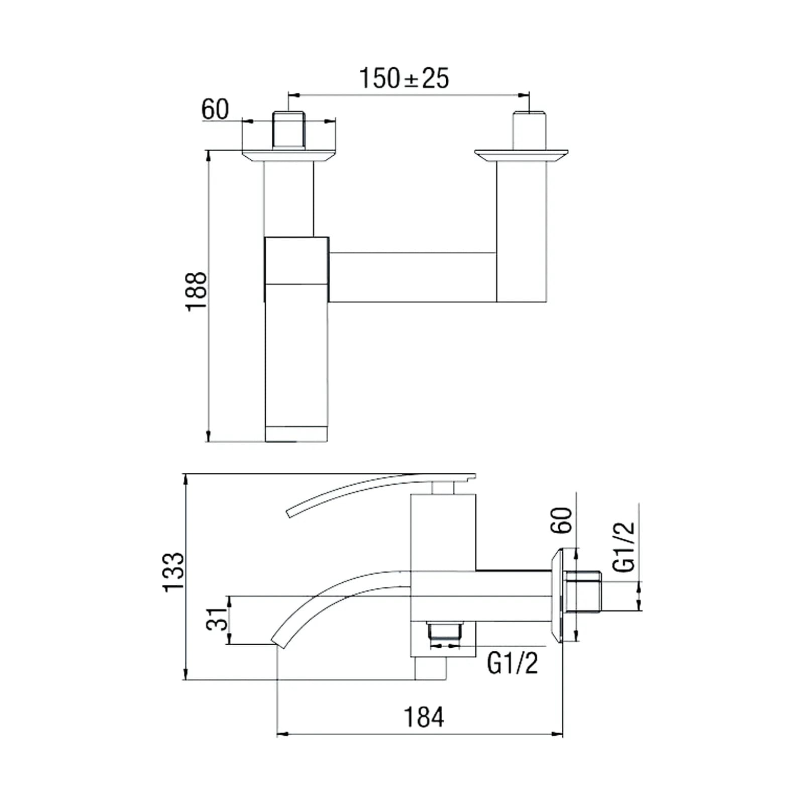 Glint Jacuzzi - Rubinetteria miscelatore con accessori per vasca in ottone cromato