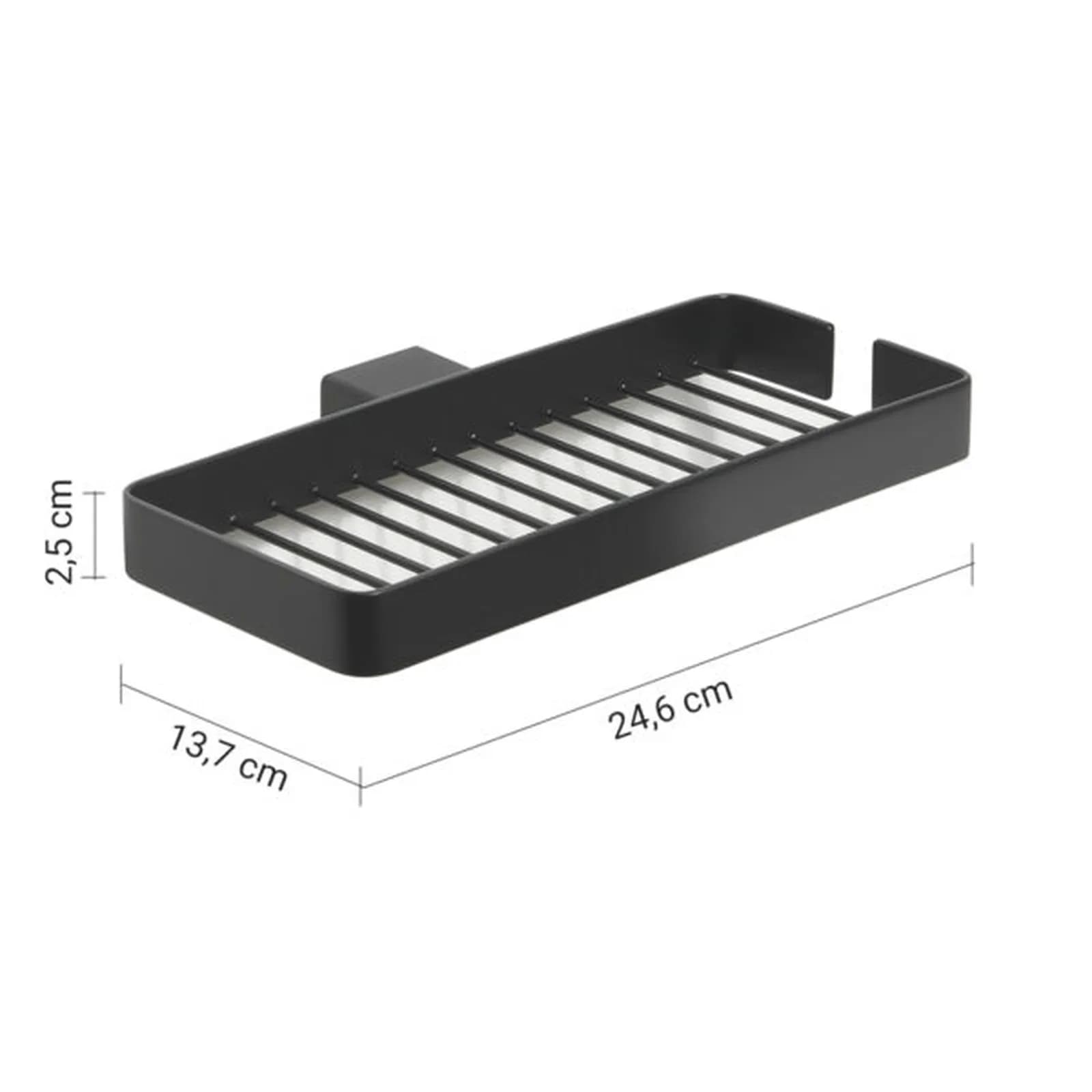 Griglia portaoggetti a muro 25 cm in alluminio e cromall nero opaco - Lounge di Gedy