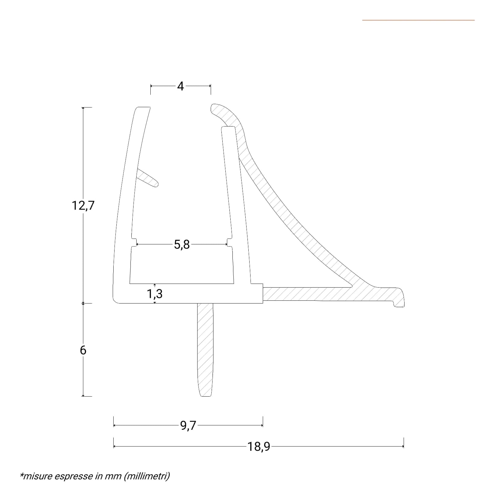 Guarnizione sottoporta riducibile 107 cm per box doccia da 6 mm