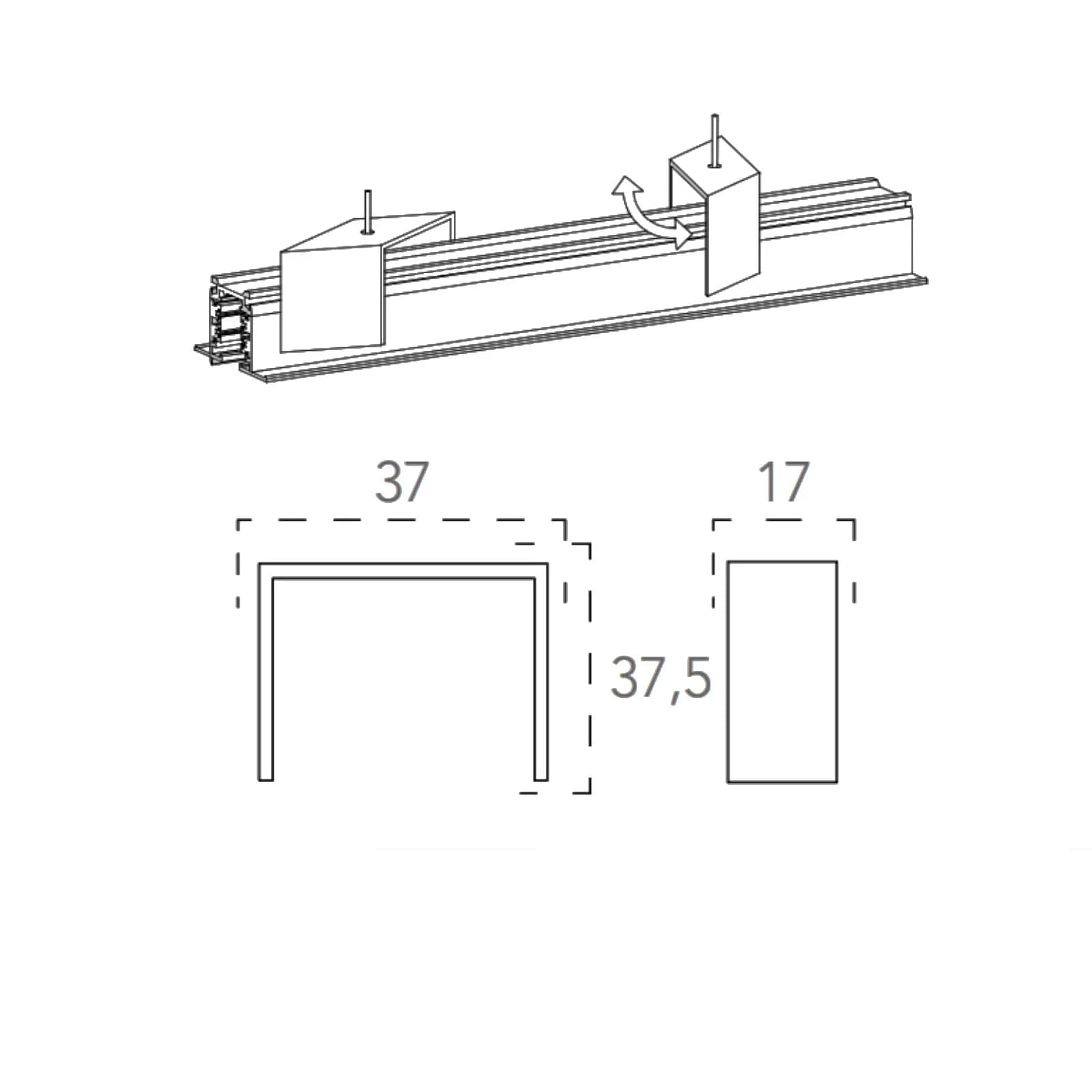 Kit 2 staffe zincate per sistema binario a incasso - Radius Inc