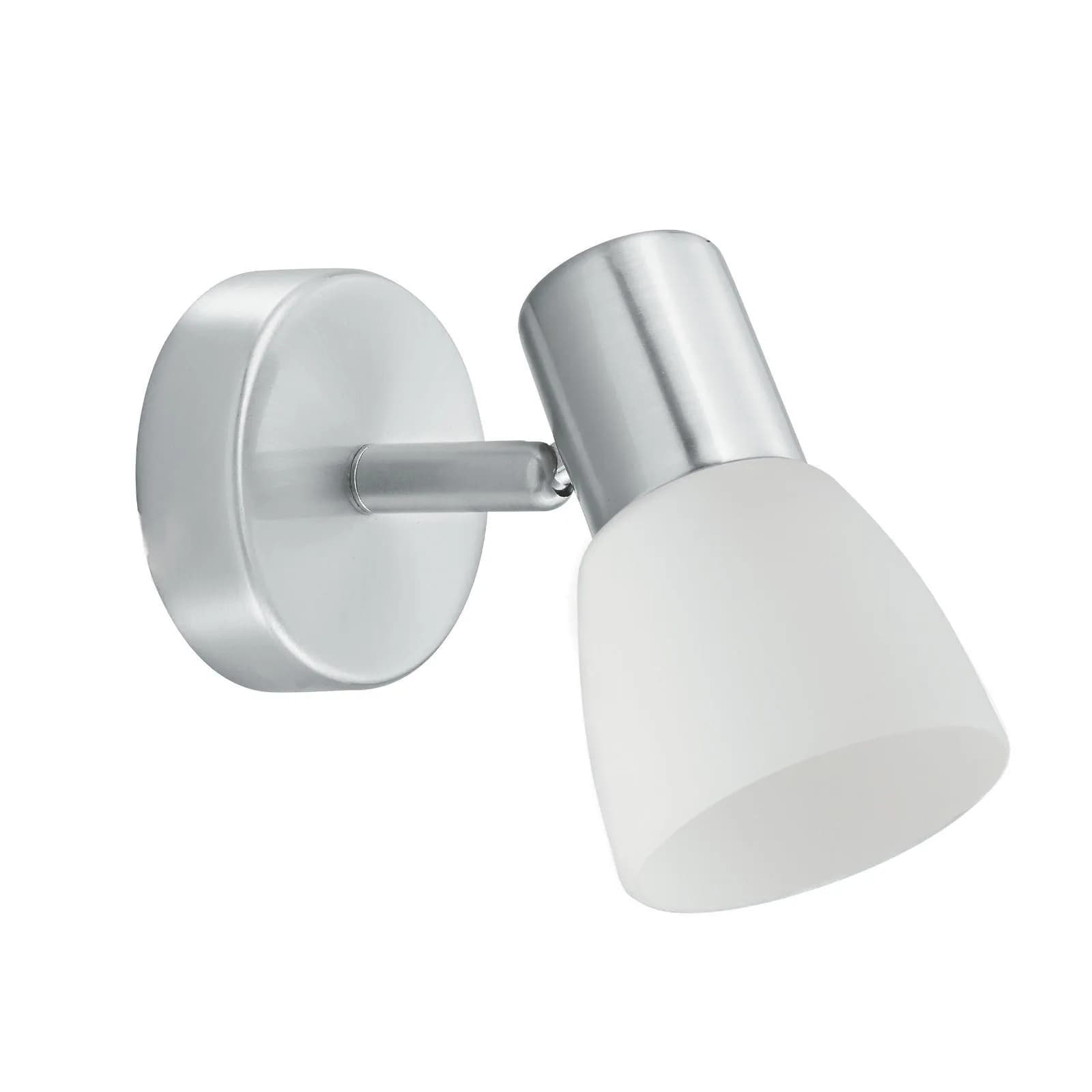 Lampada 1 spot da interno 11x12,5x9,5h cm in metallo con diffusore in vetro bianco