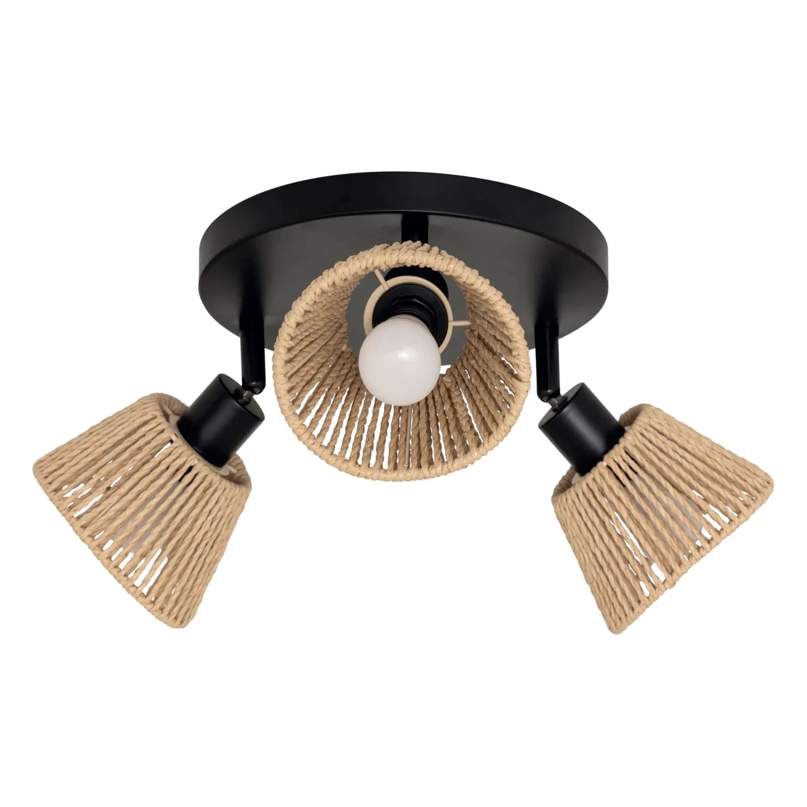 Lampada 3 spot orientabili 25x21h cm in acciaio nero e beige