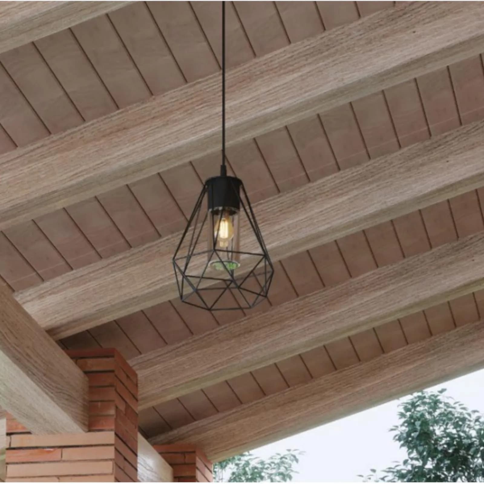 Lampada a sospensione da esterno 22x90h cm in metallo antracite