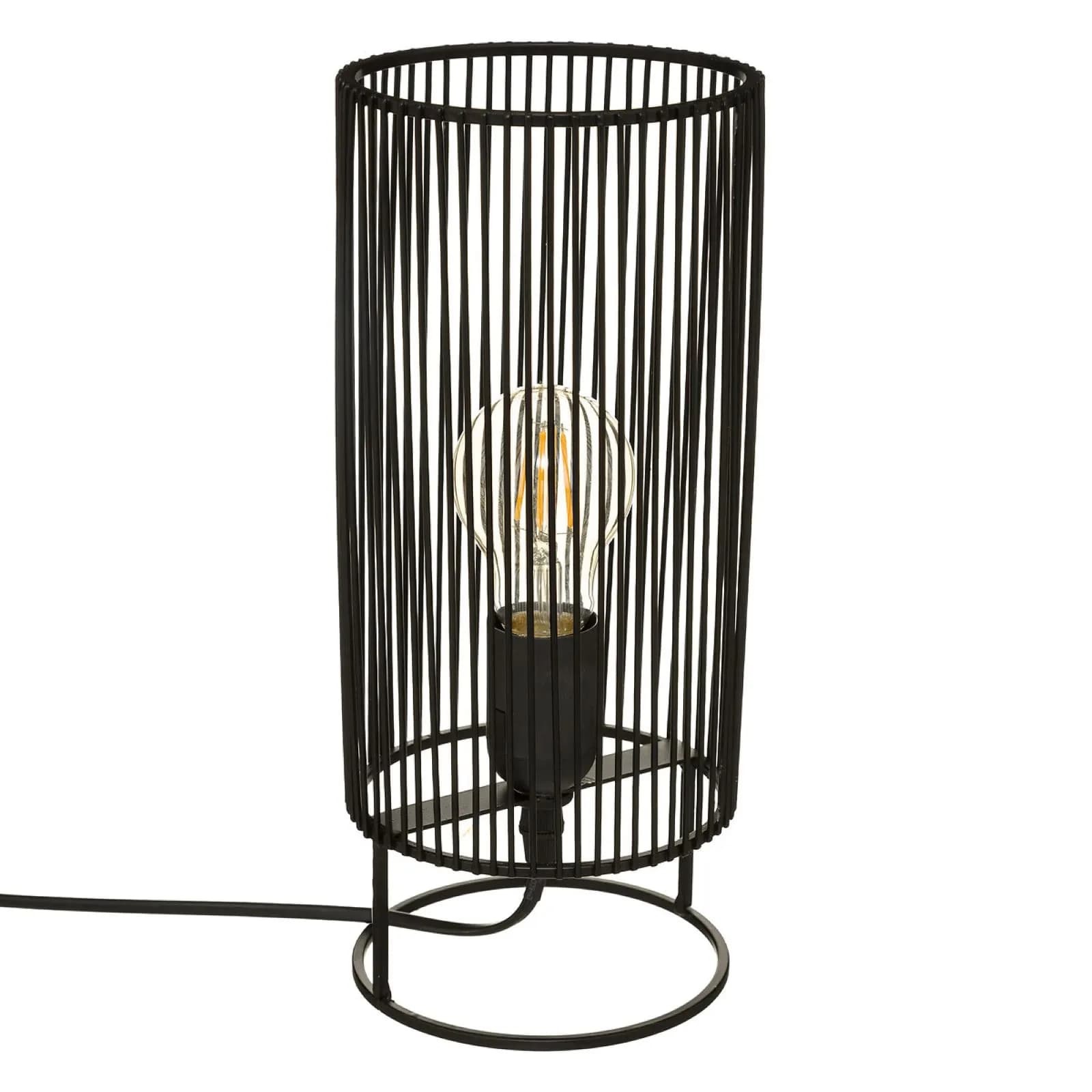 Lampada da tavolo 30h cm a cilindro in metallo nero