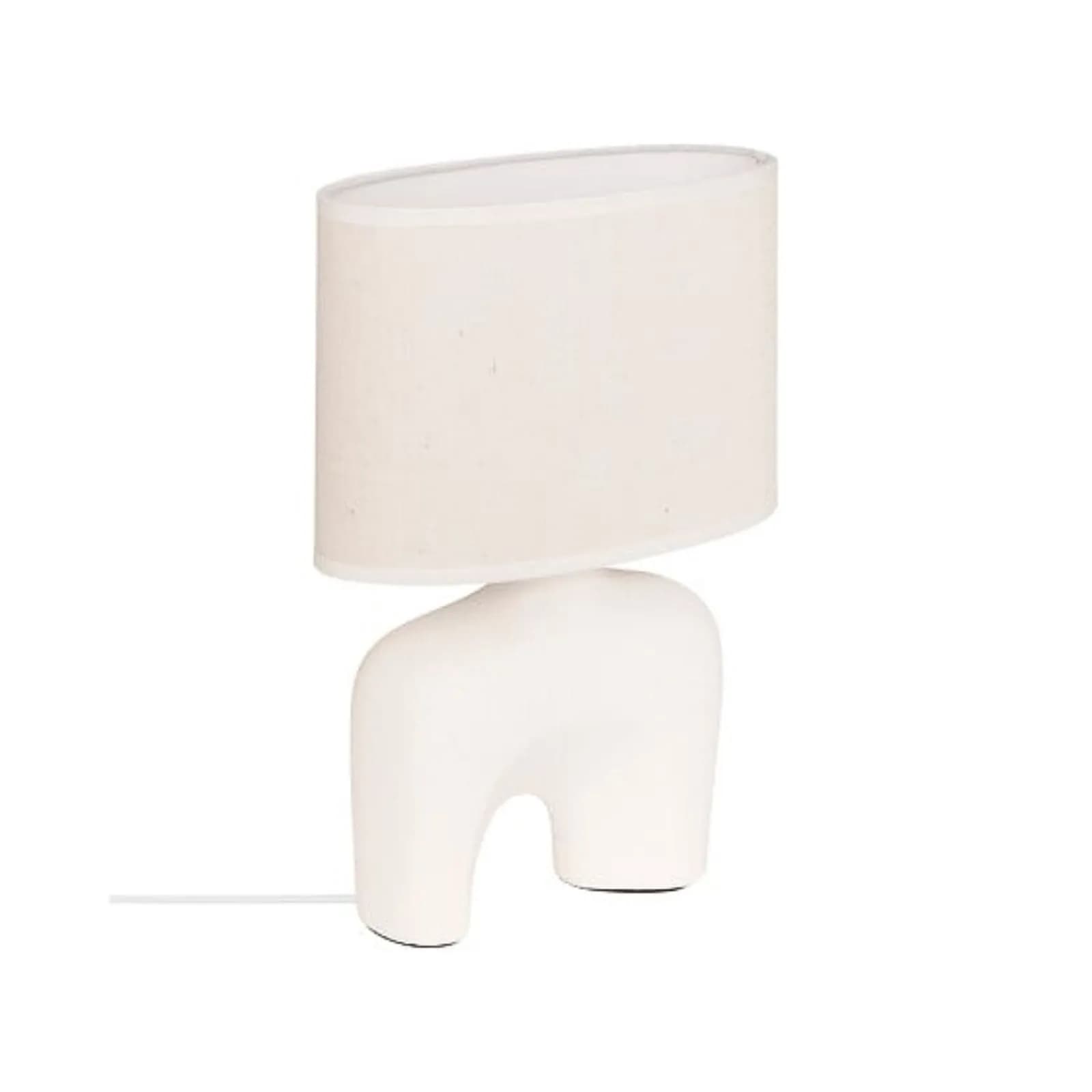 Lampada da tavolo 32h cm ovale in ceramica bianco effetto pietra
