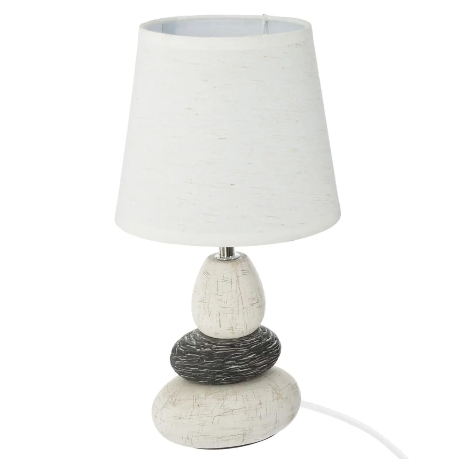 Lampada da tavolo 33h cm in ceramica effetto pietra grigio e bianco