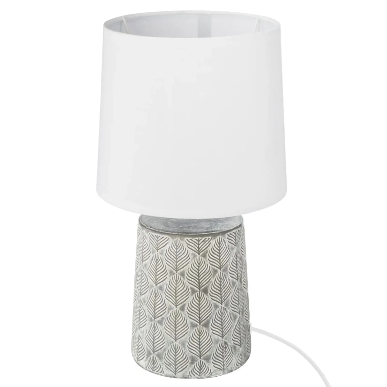 Lampada da tavolo 36h cm in ceramica decorata grigio e bianco