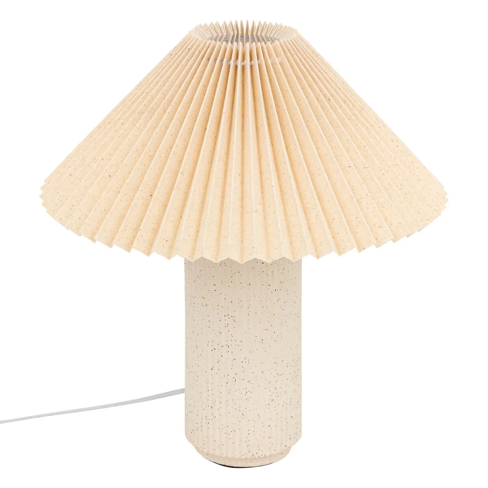 Lampada da tavolo 38h cm in porcellana beige e paralume plissettato