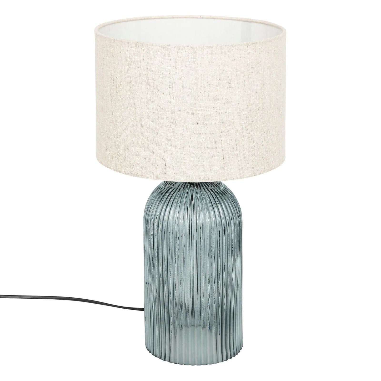 Lampada da tavolo 42h cm in vetro trasparente blu rigato