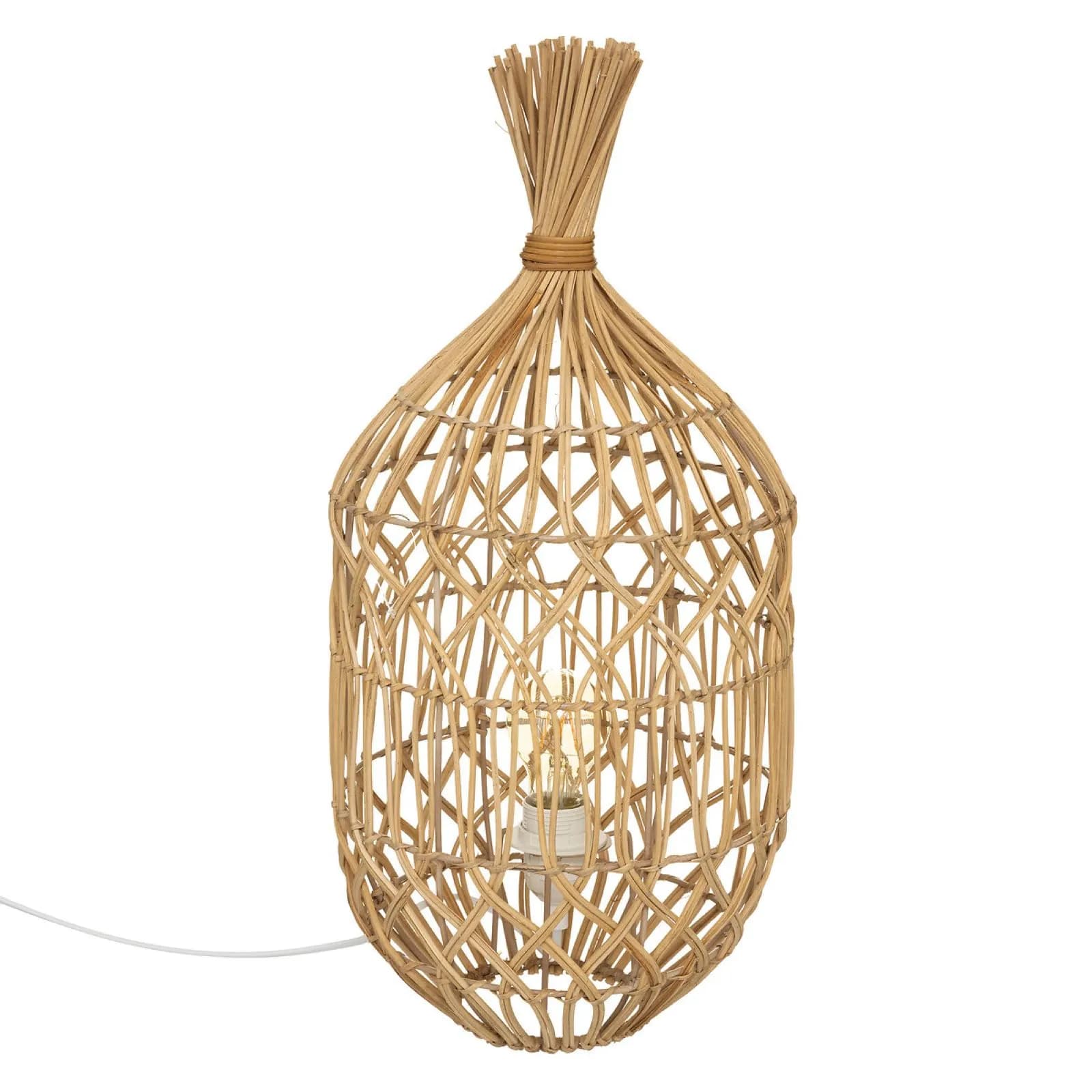Lampada da tavolo 55h cm intrecciata in rattan naturale